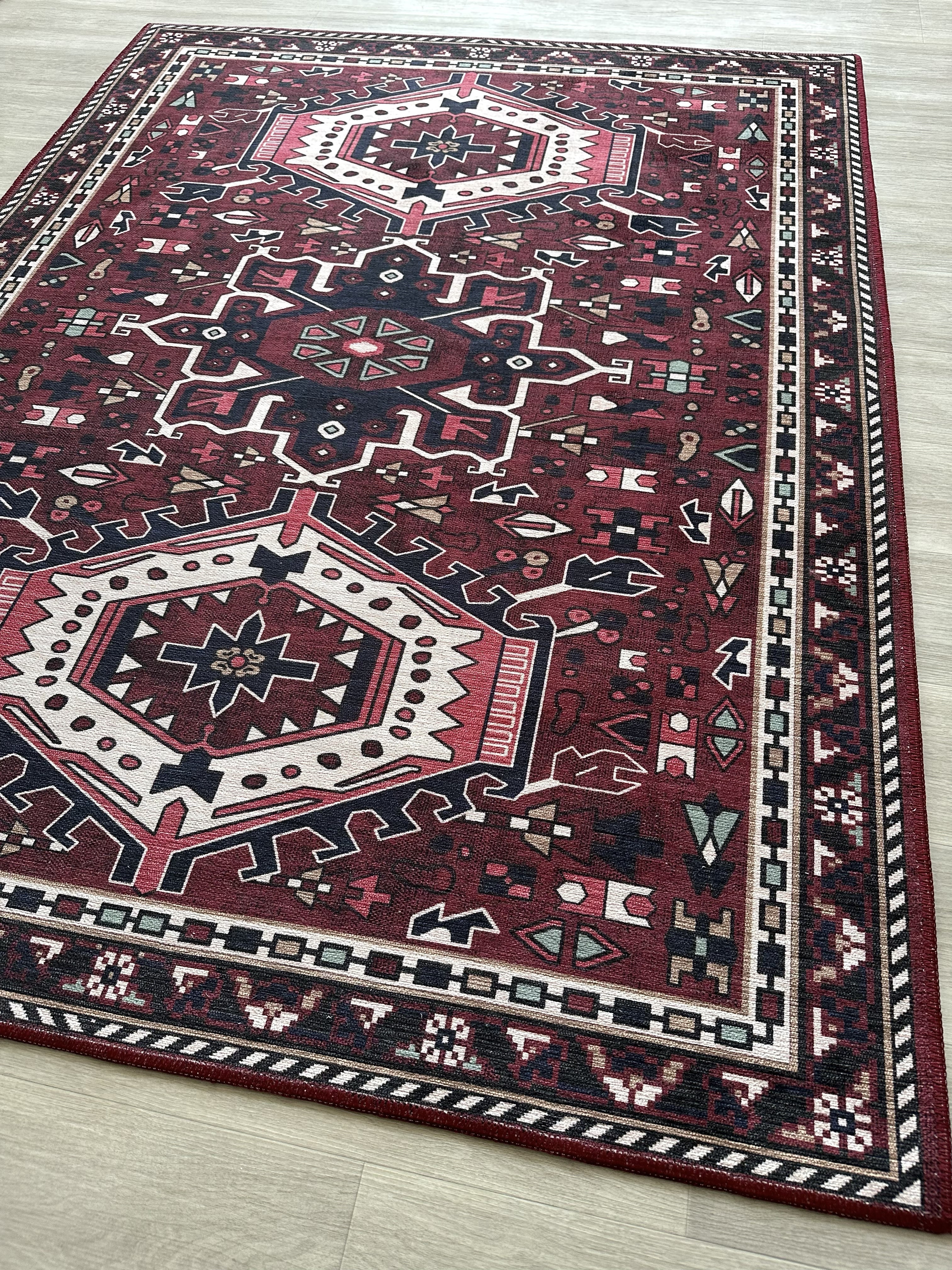 Elodie Red Burgundy Heriz Persian Rug