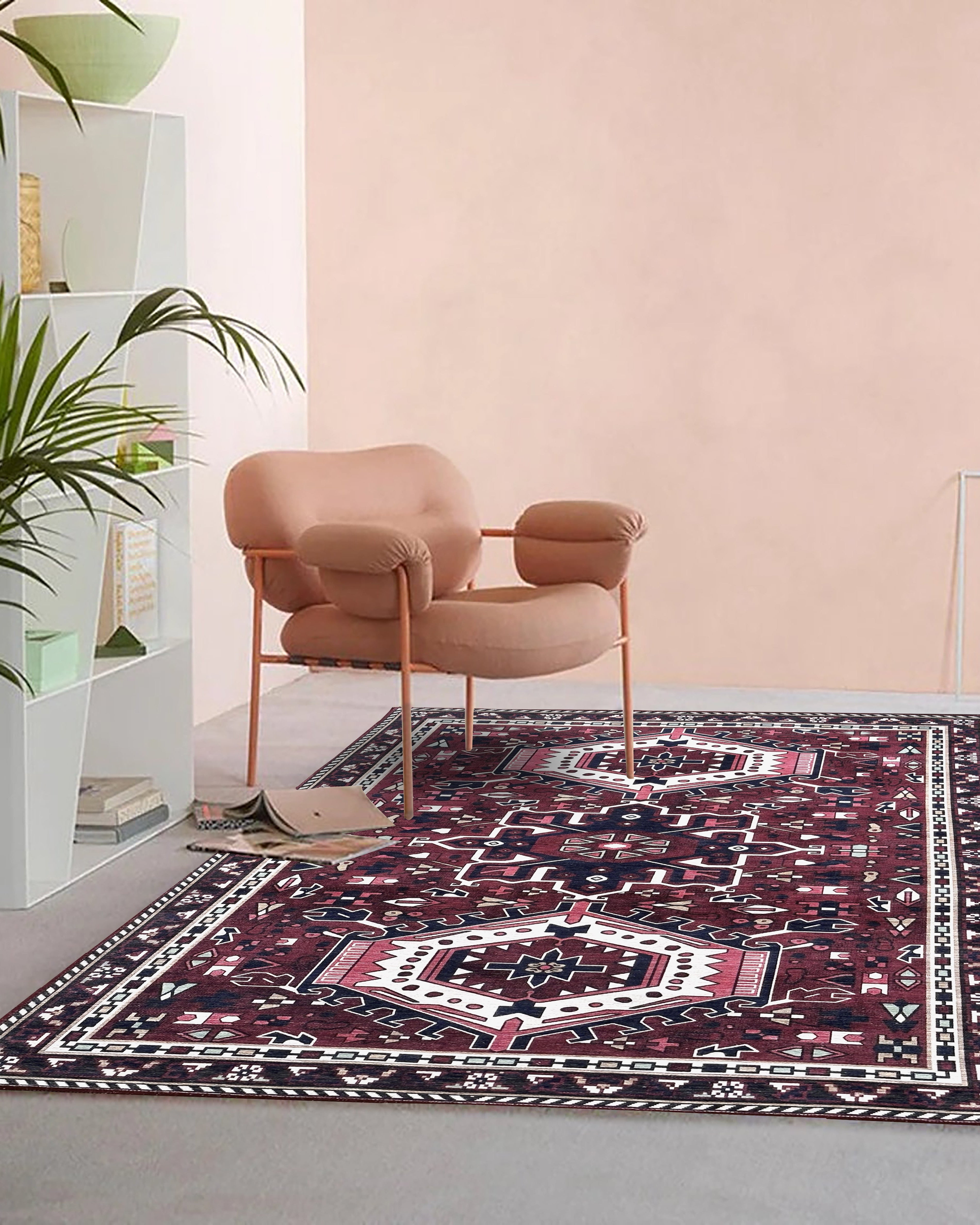 Elodie Red Burgundy Heriz Persian Rug