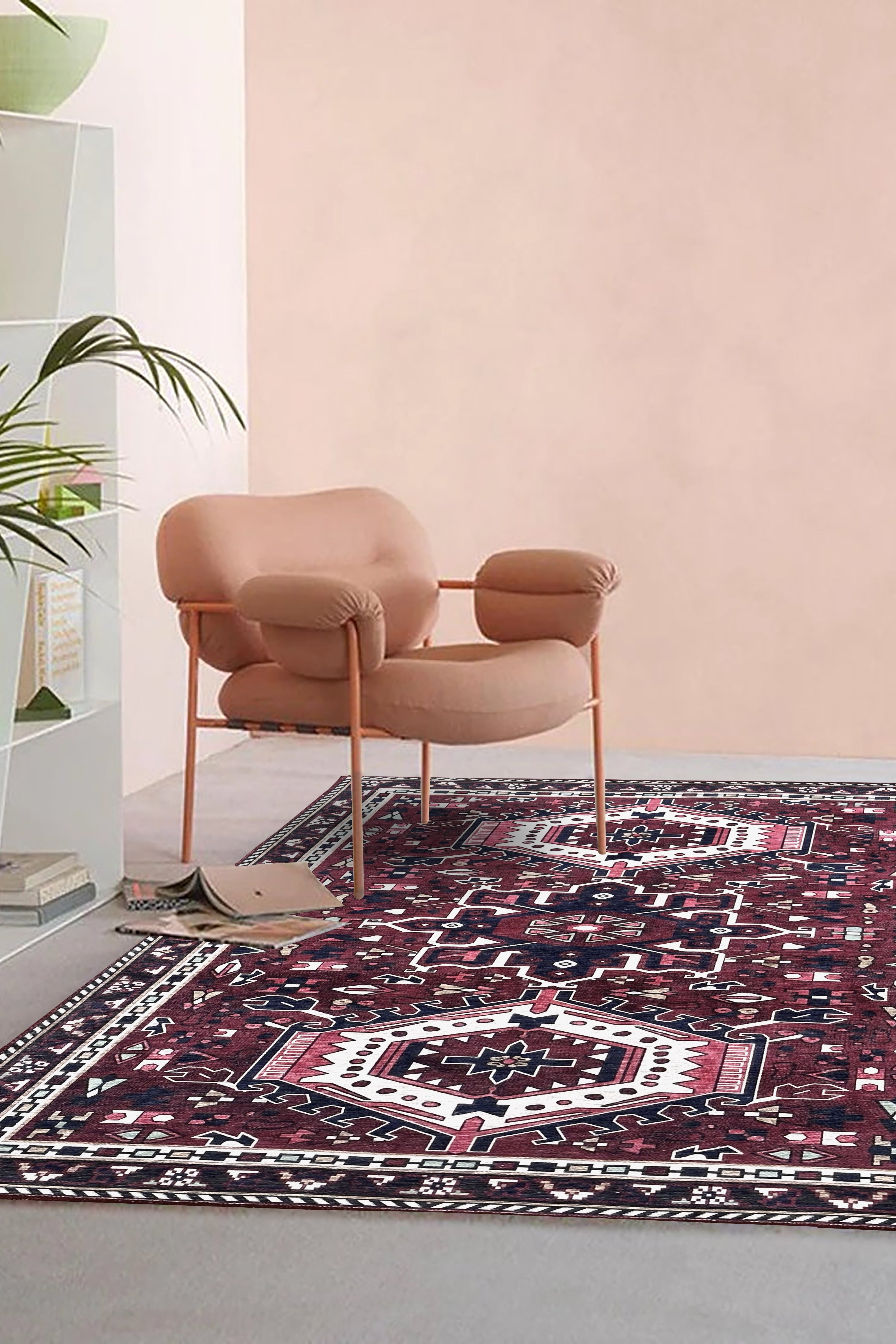 Elodie Red Burgundy Heriz Persian Rug