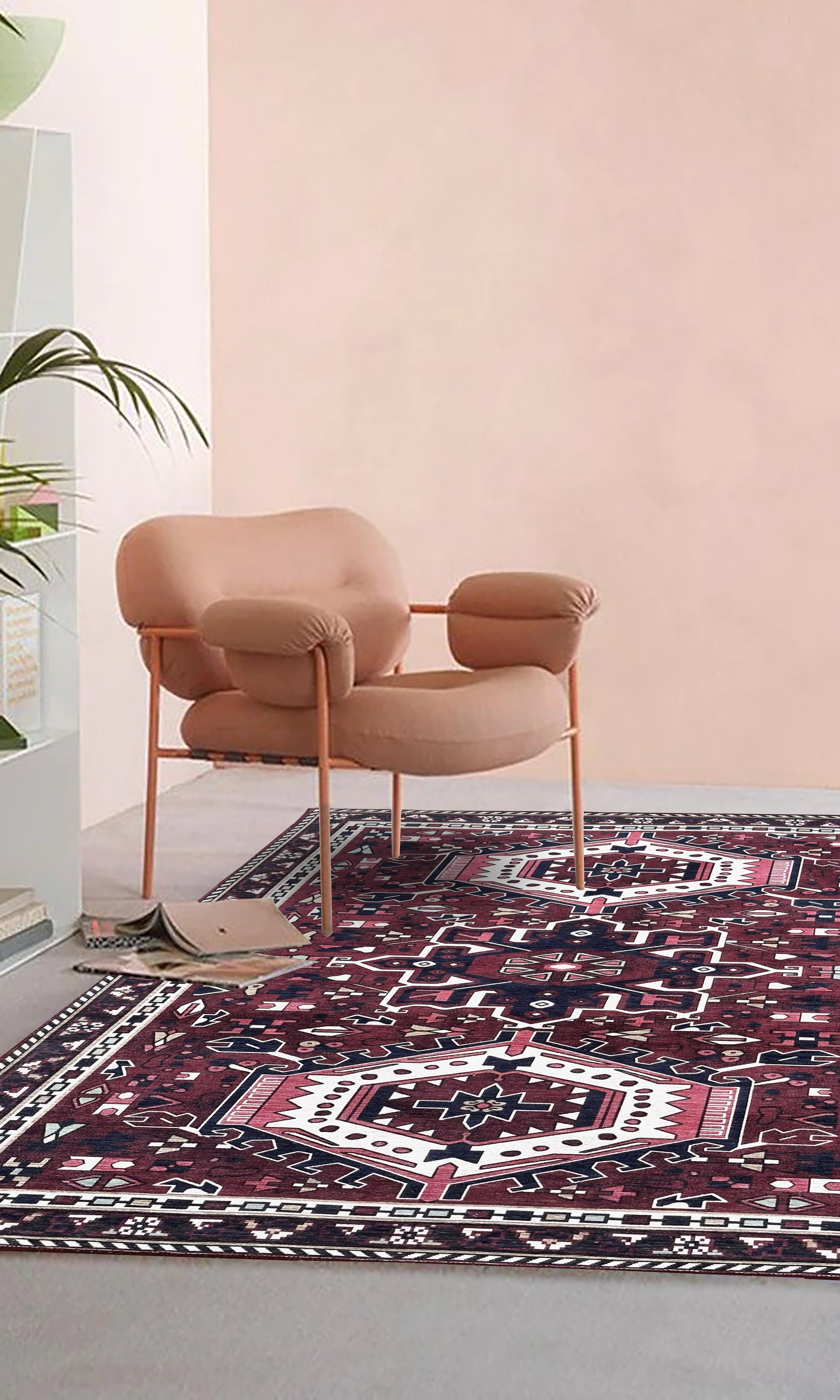 Elodie Red Burgundy Heriz Persian Rug