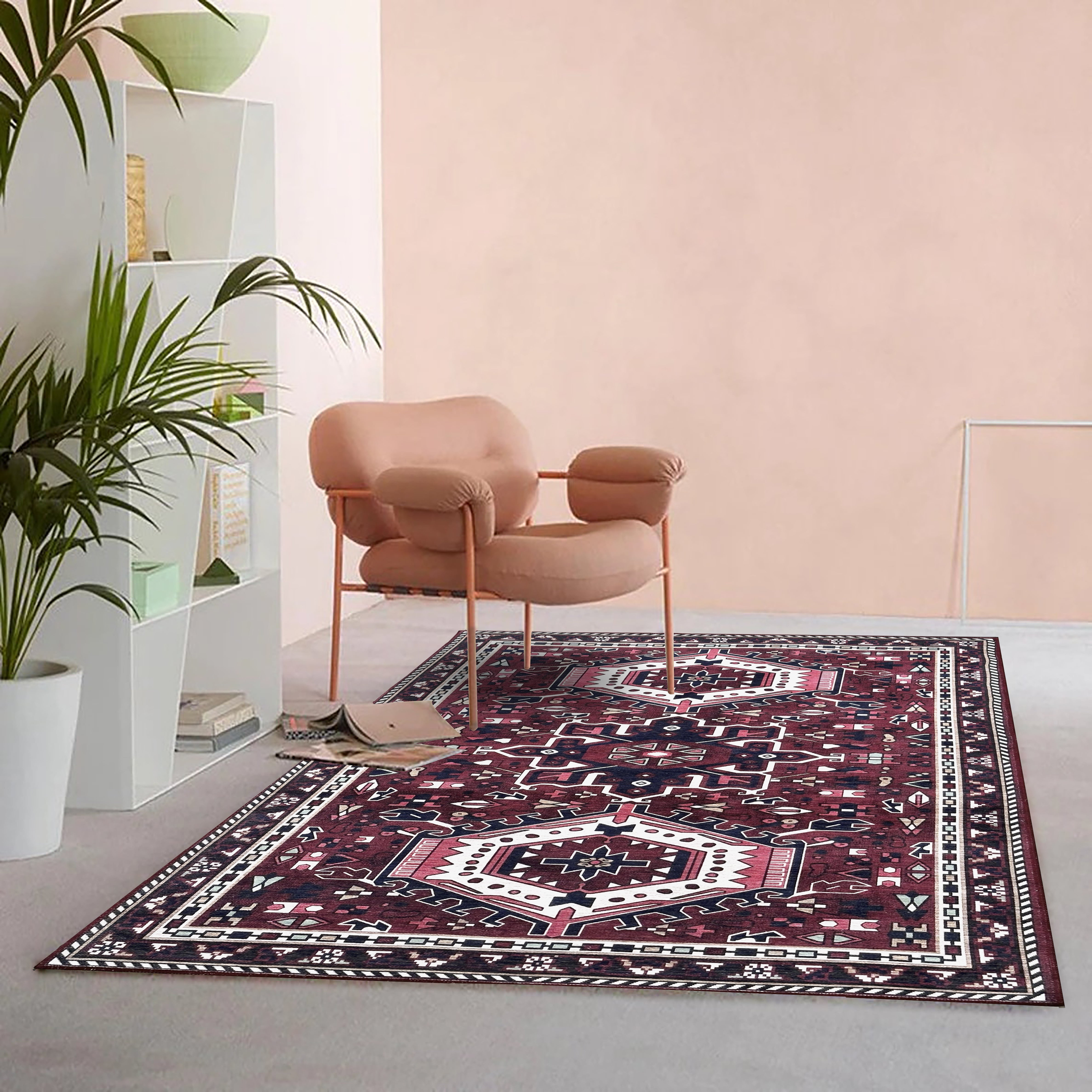 Elodie Red Burgundy Heriz Persian Rug