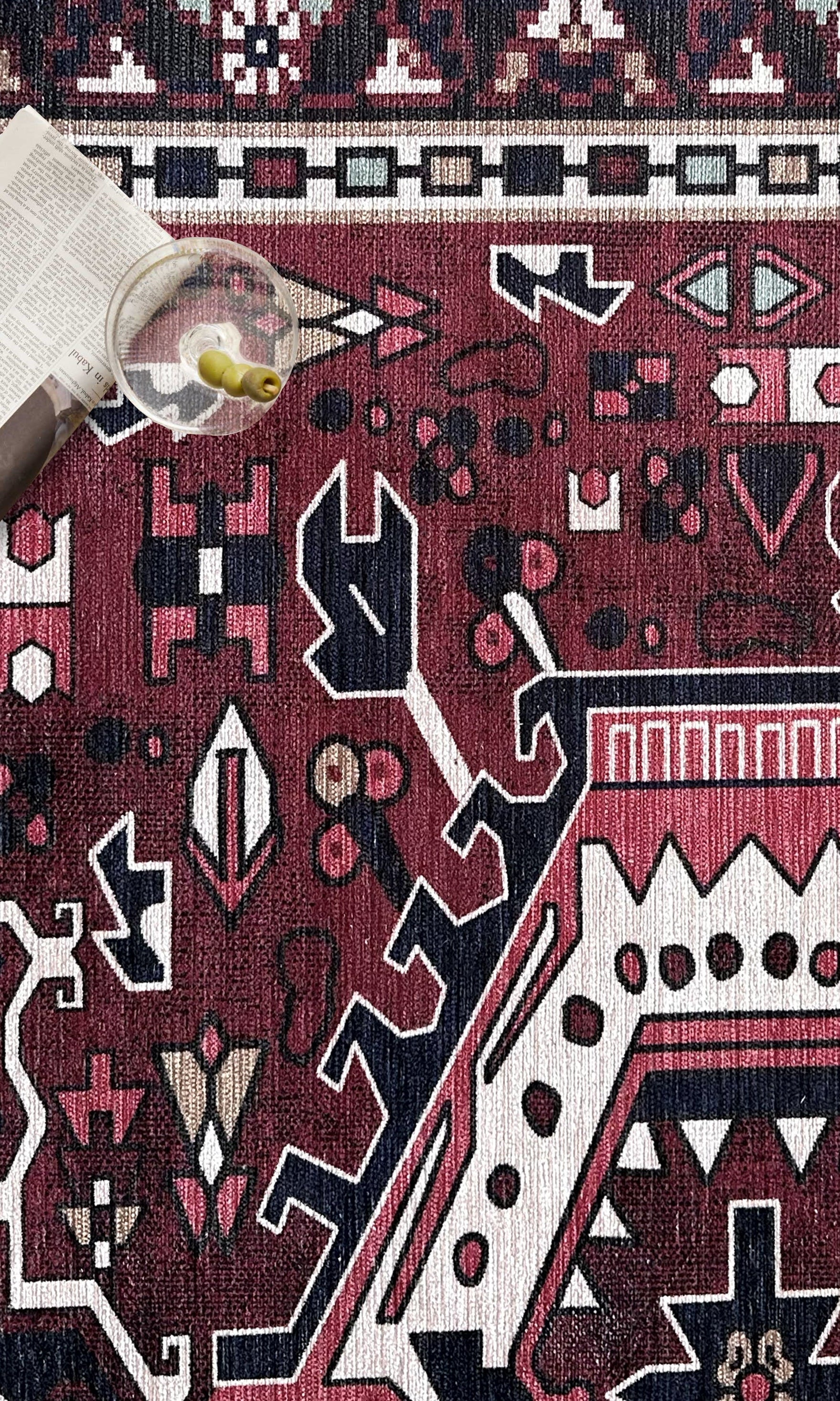 Elodie Red Burgundy Heriz Persian Rug