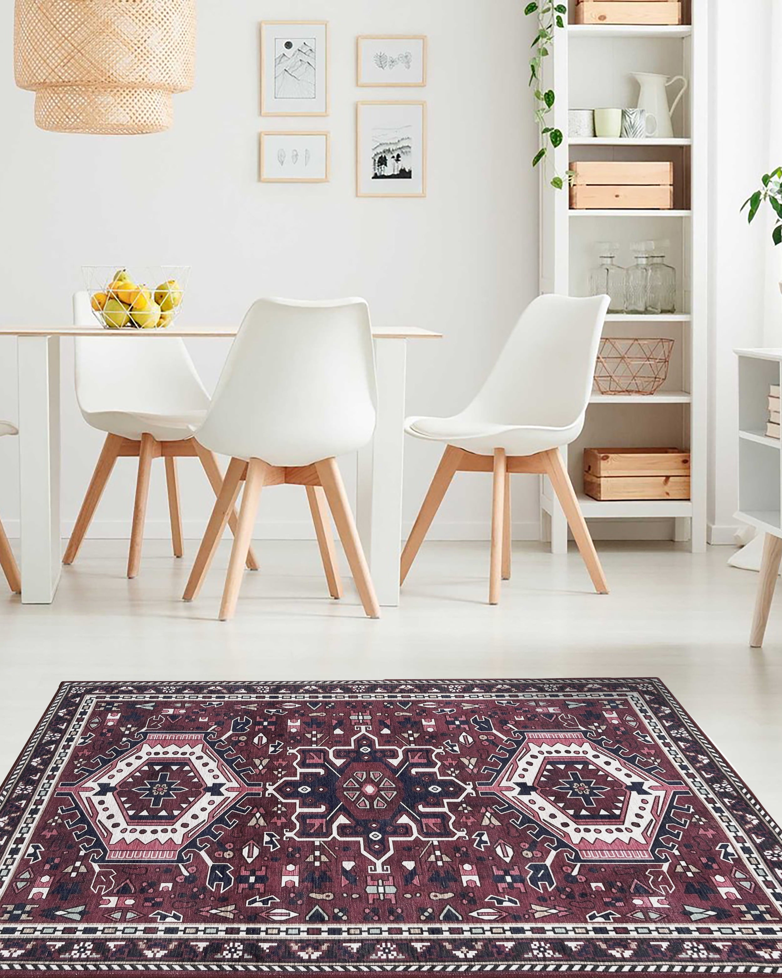 Elodie Red Burgundy Heriz Persian Rug