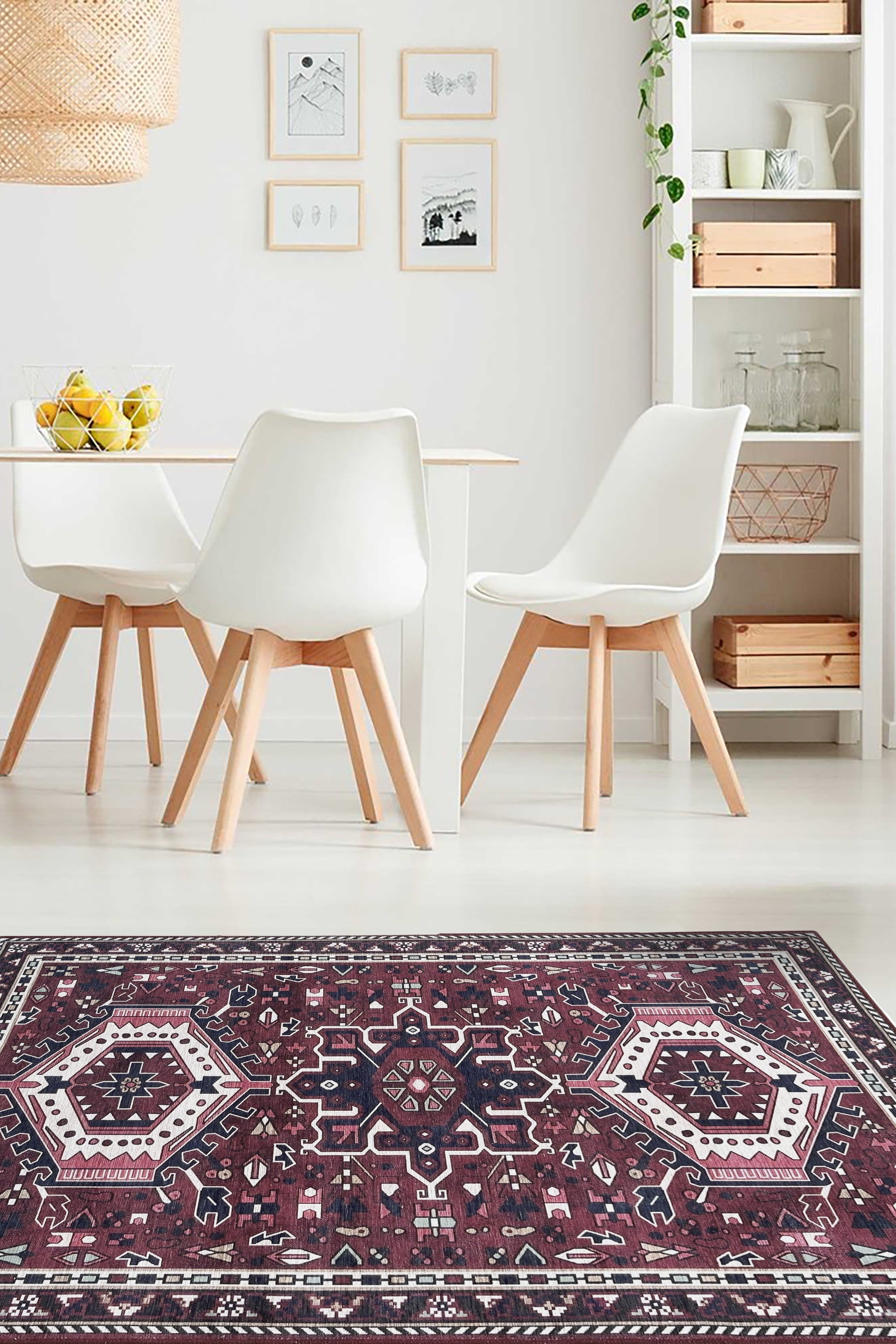 Elodie Red Burgundy Heriz Persian Rug