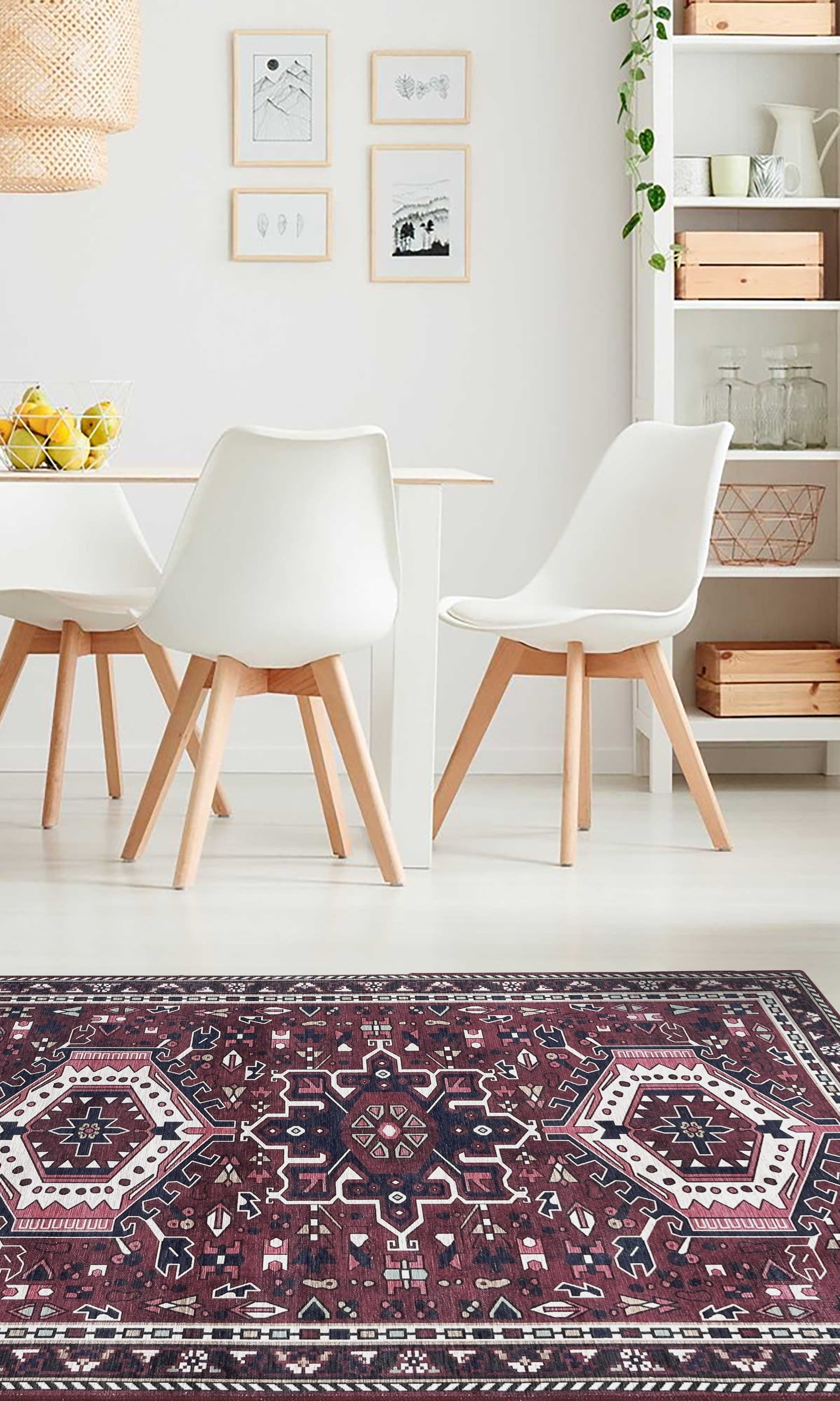 Elodie Red Burgundy Heriz Persian Rug