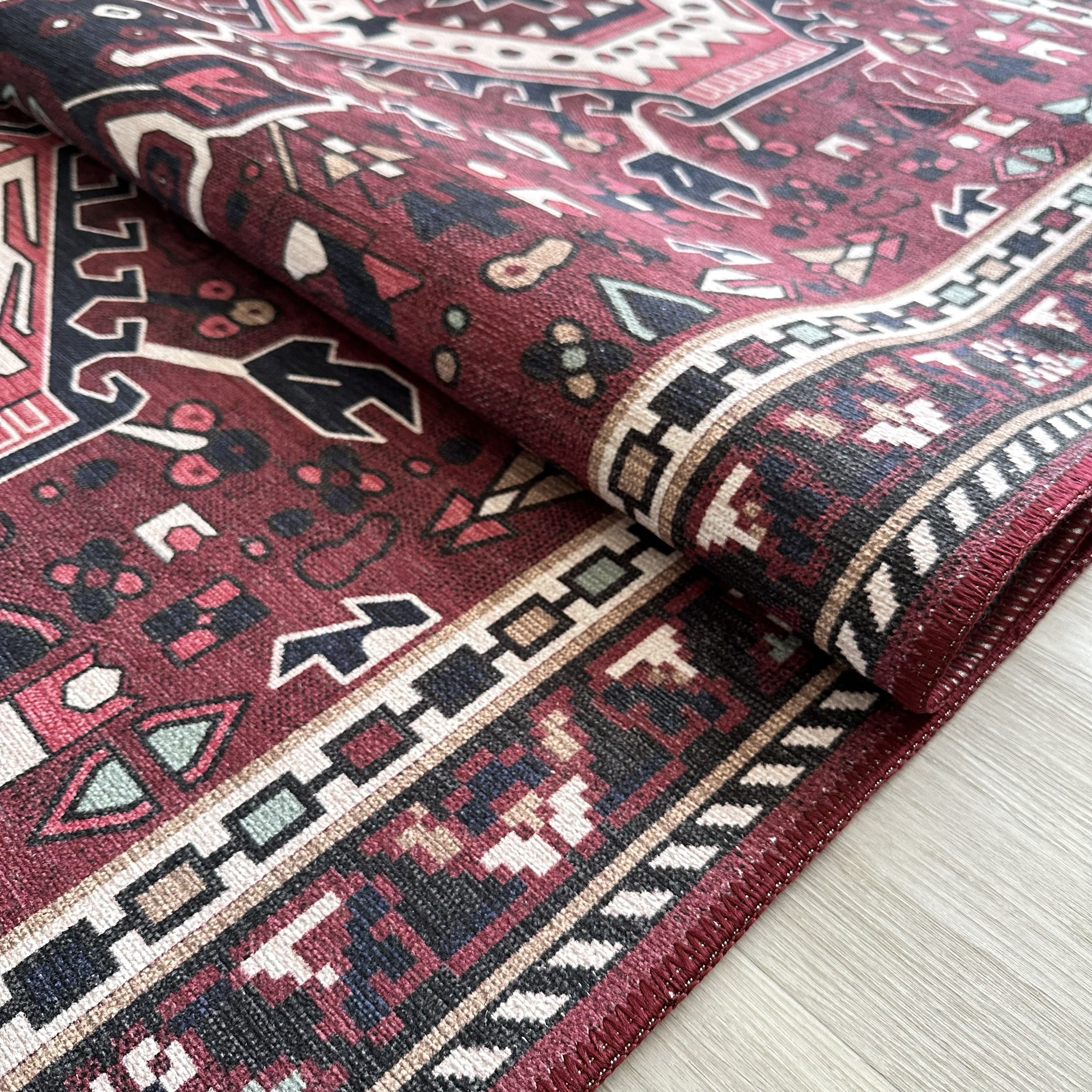 Elodie Red Burgundy Heriz Persian Rug