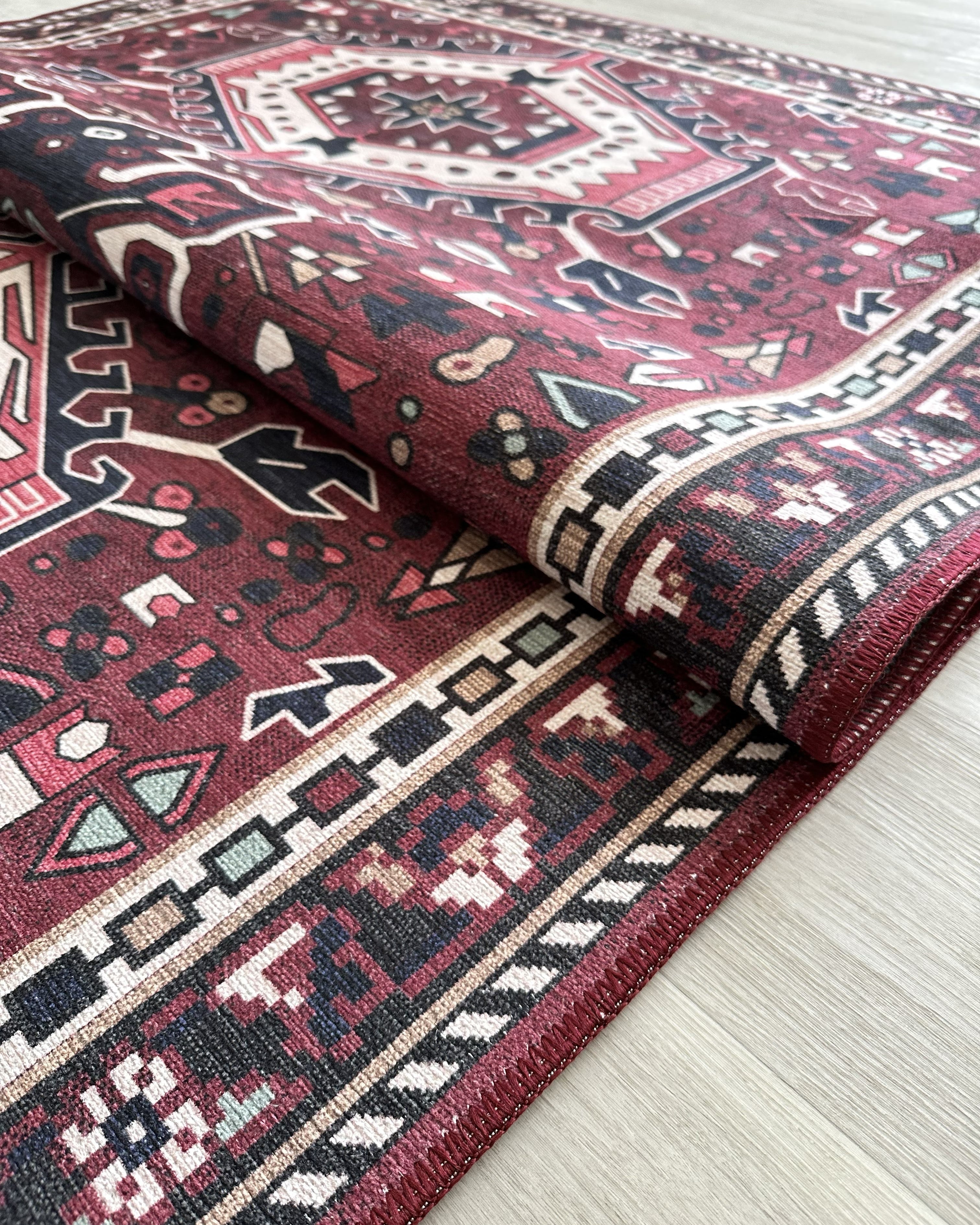 Elodie Red Burgundy Heriz Persian Rug