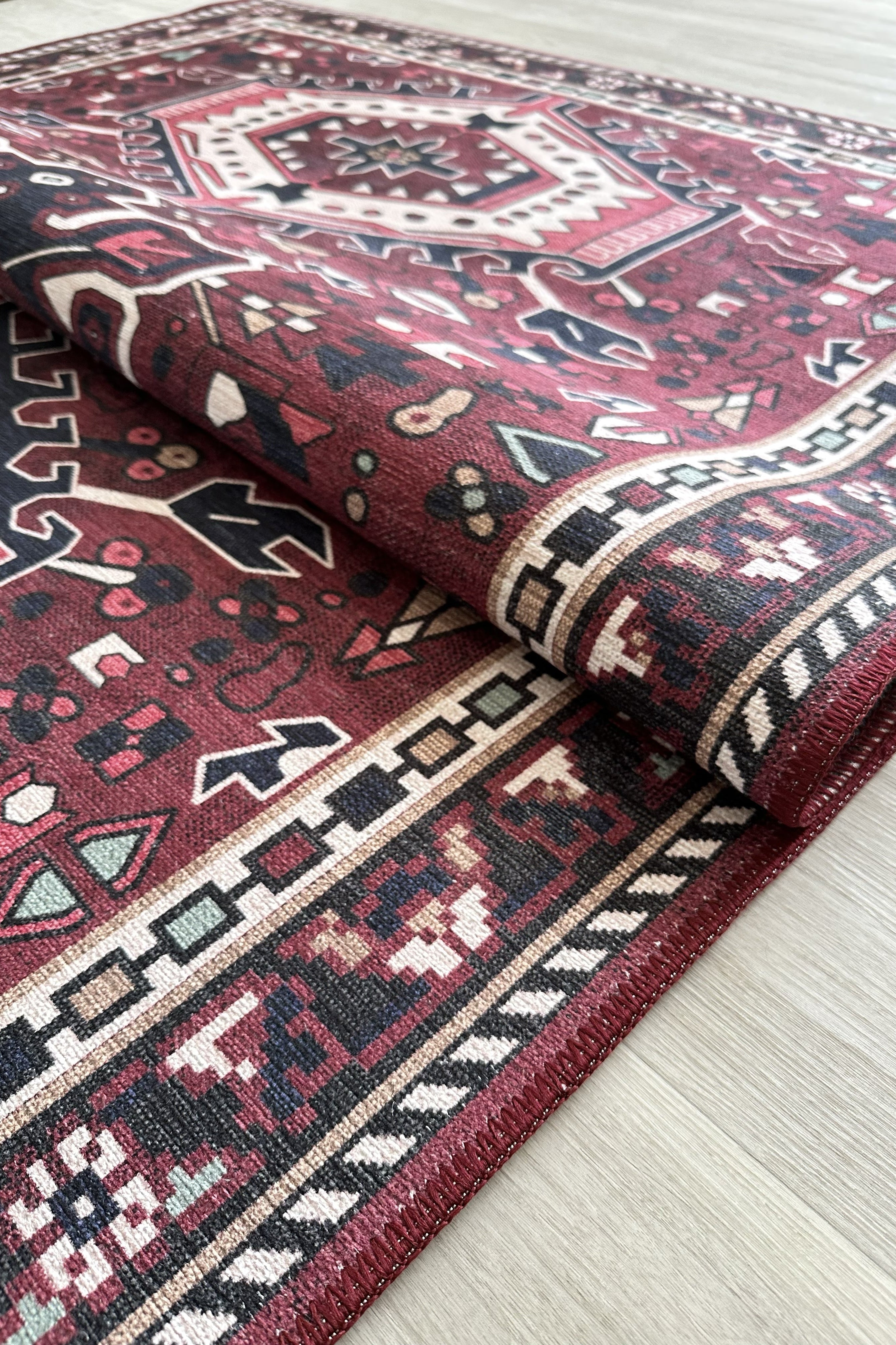 Elodie Red Burgundy Heriz Persian Rug