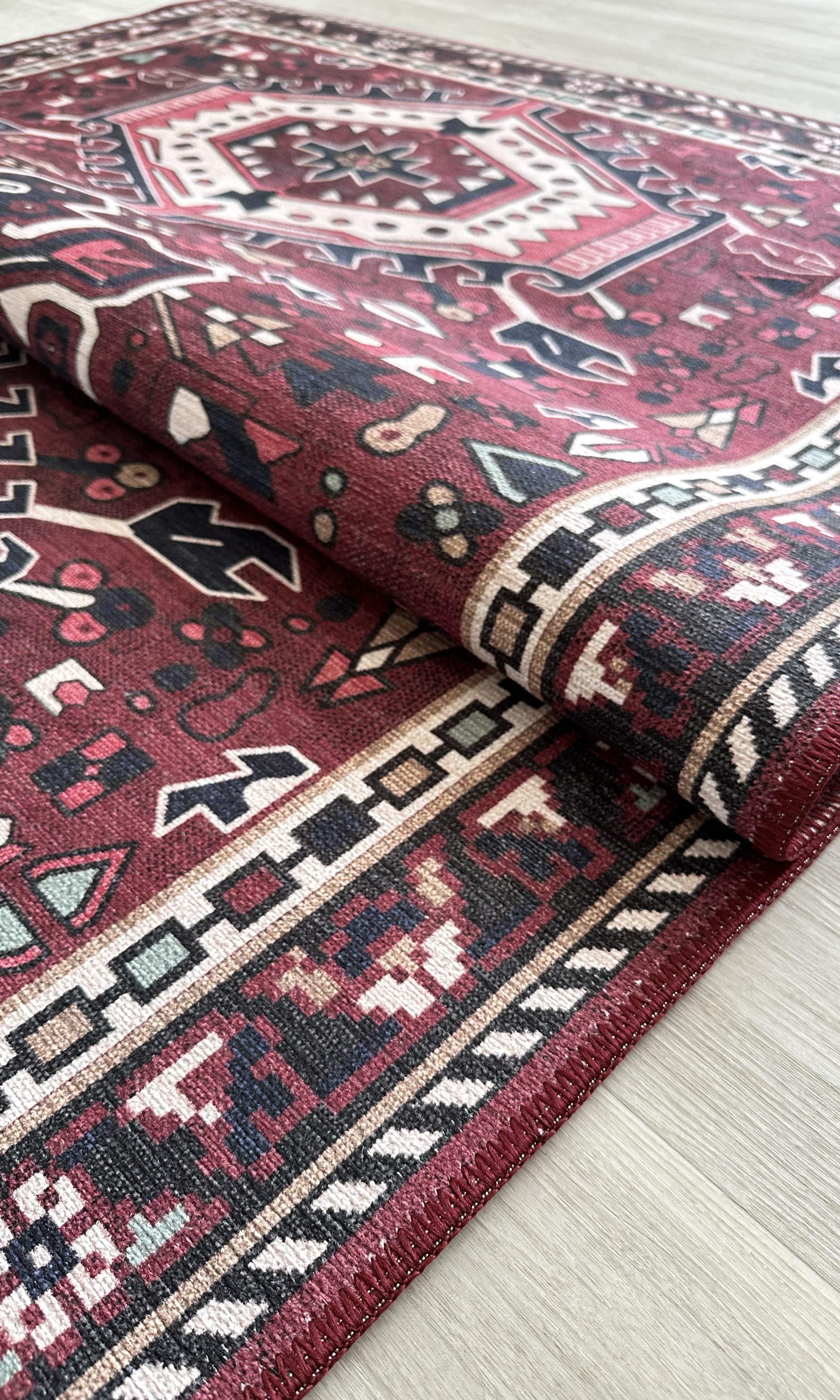 Elodie Red Burgundy Heriz Persian Rug