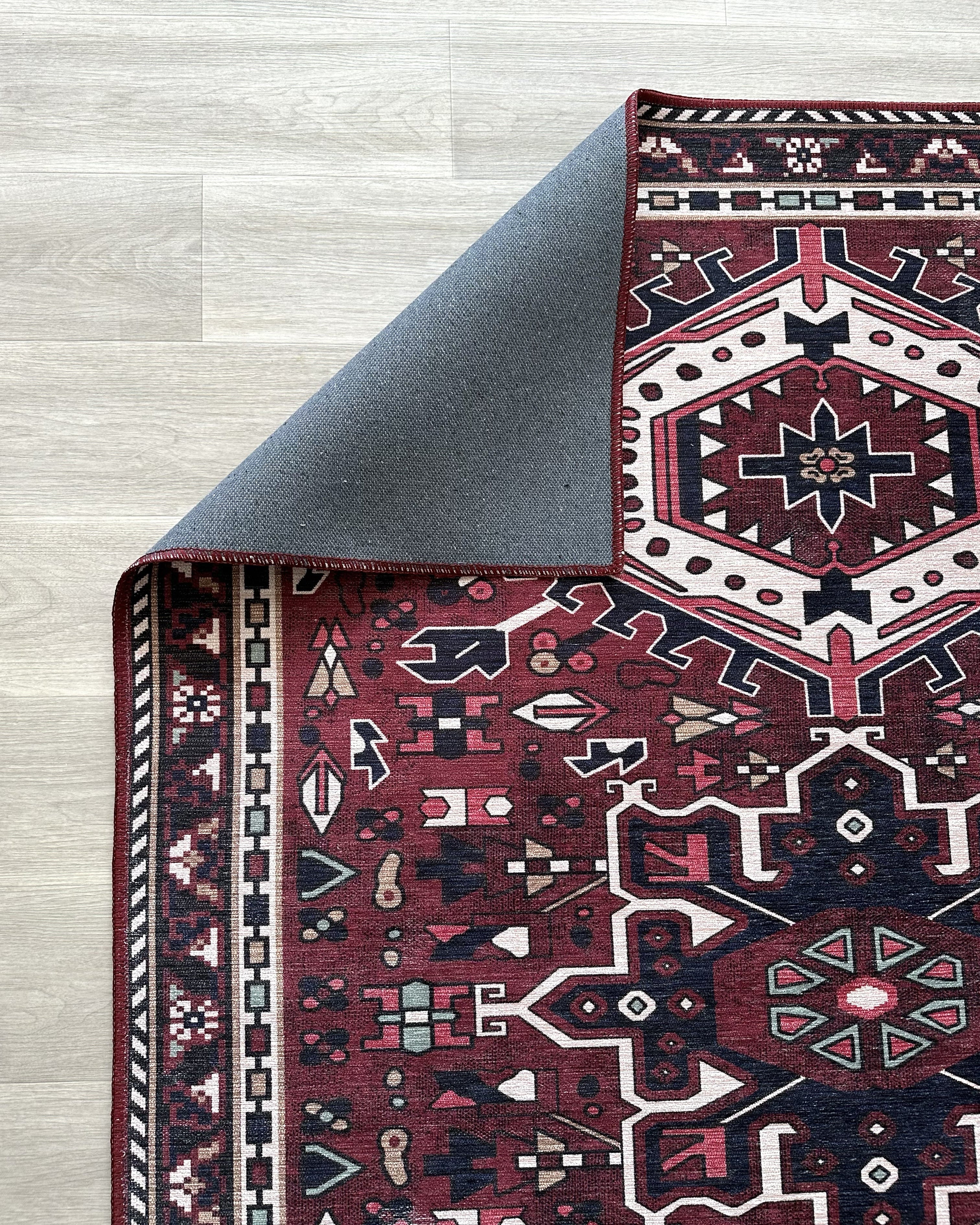 Elodie Red Burgundy Heriz Persian Rug