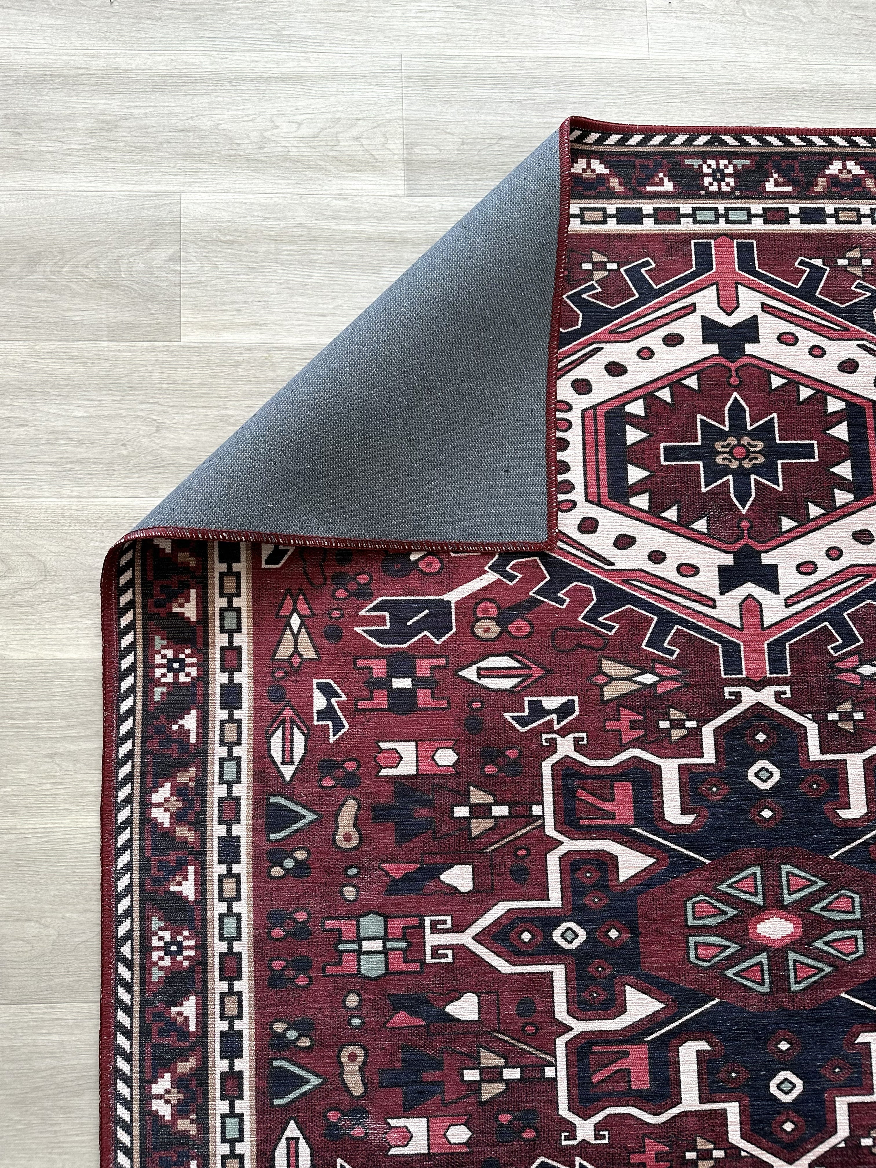 Elodie Red Burgundy Heriz Persian Rug