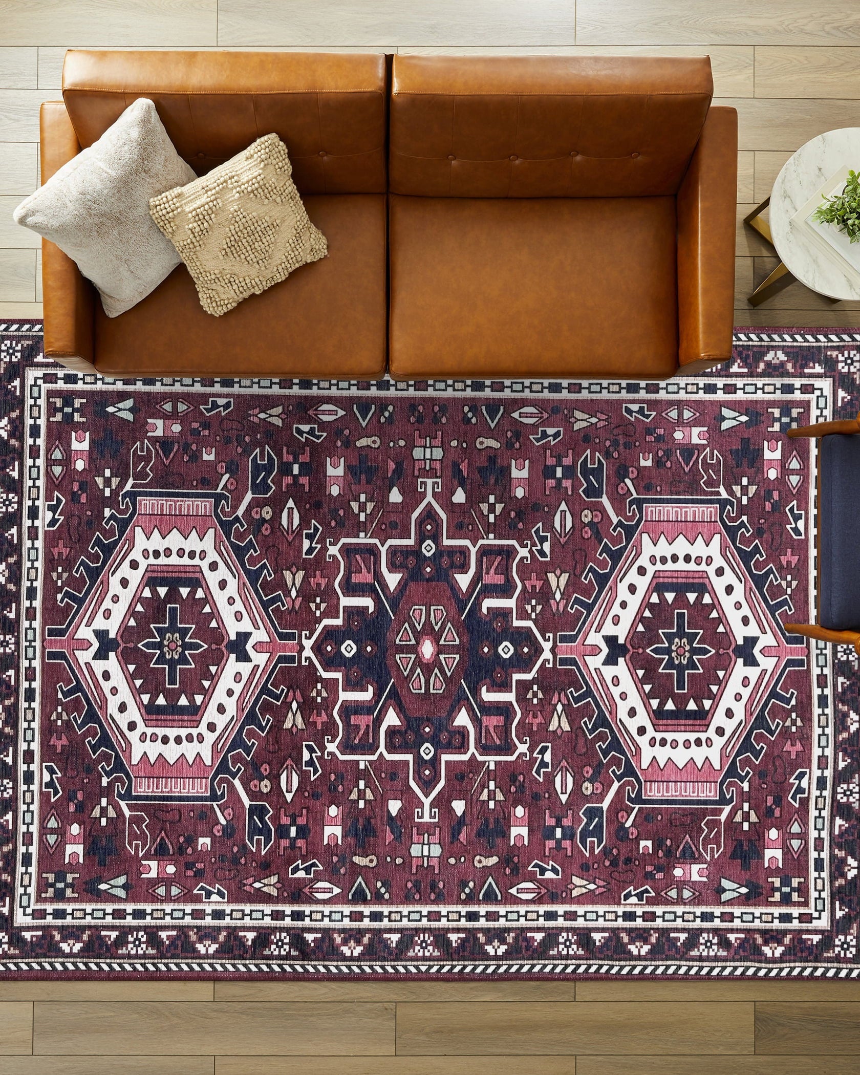 Elodie Red Burgundy Heriz Persian Rug