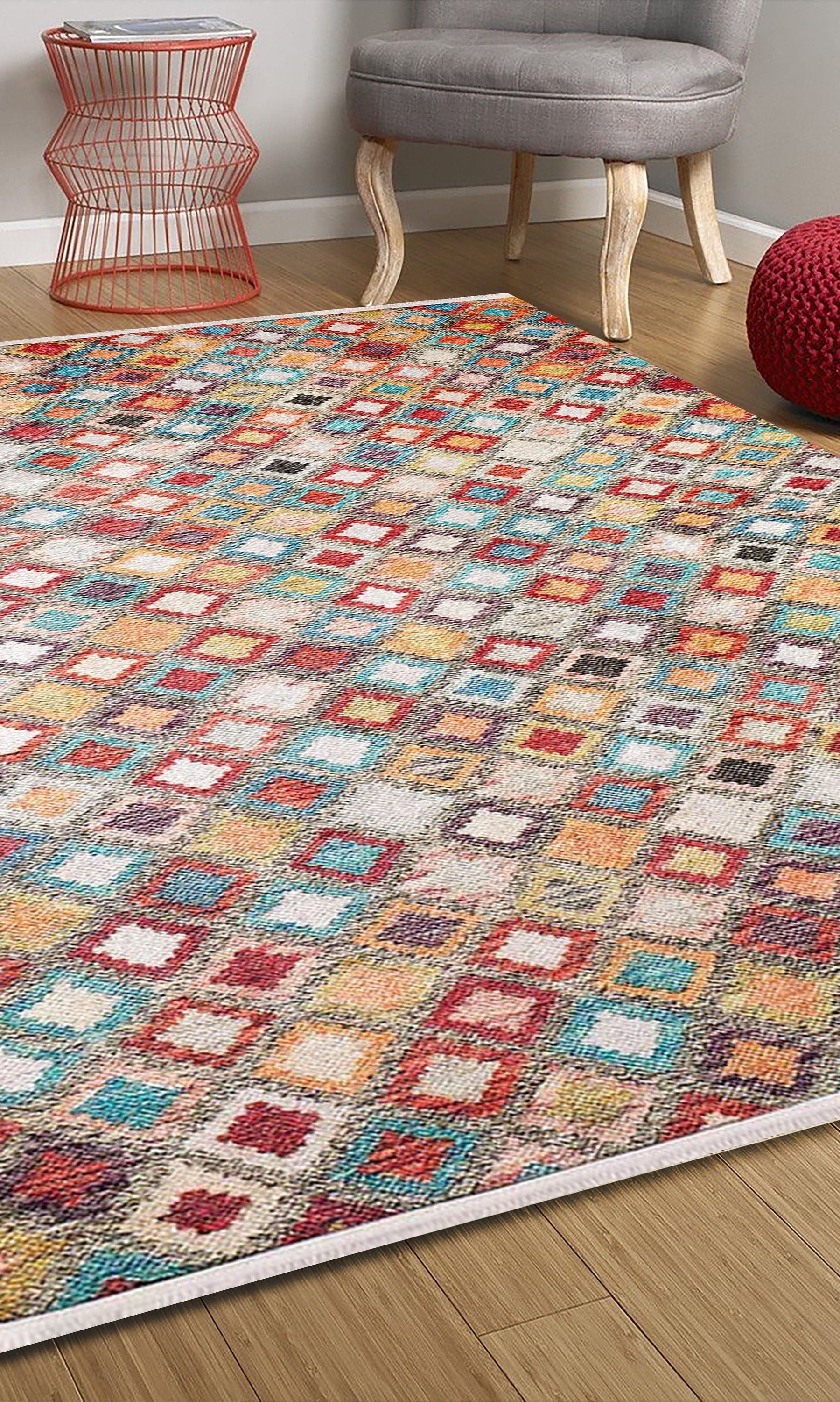 Emel Turkish Colorful Kilim Rug