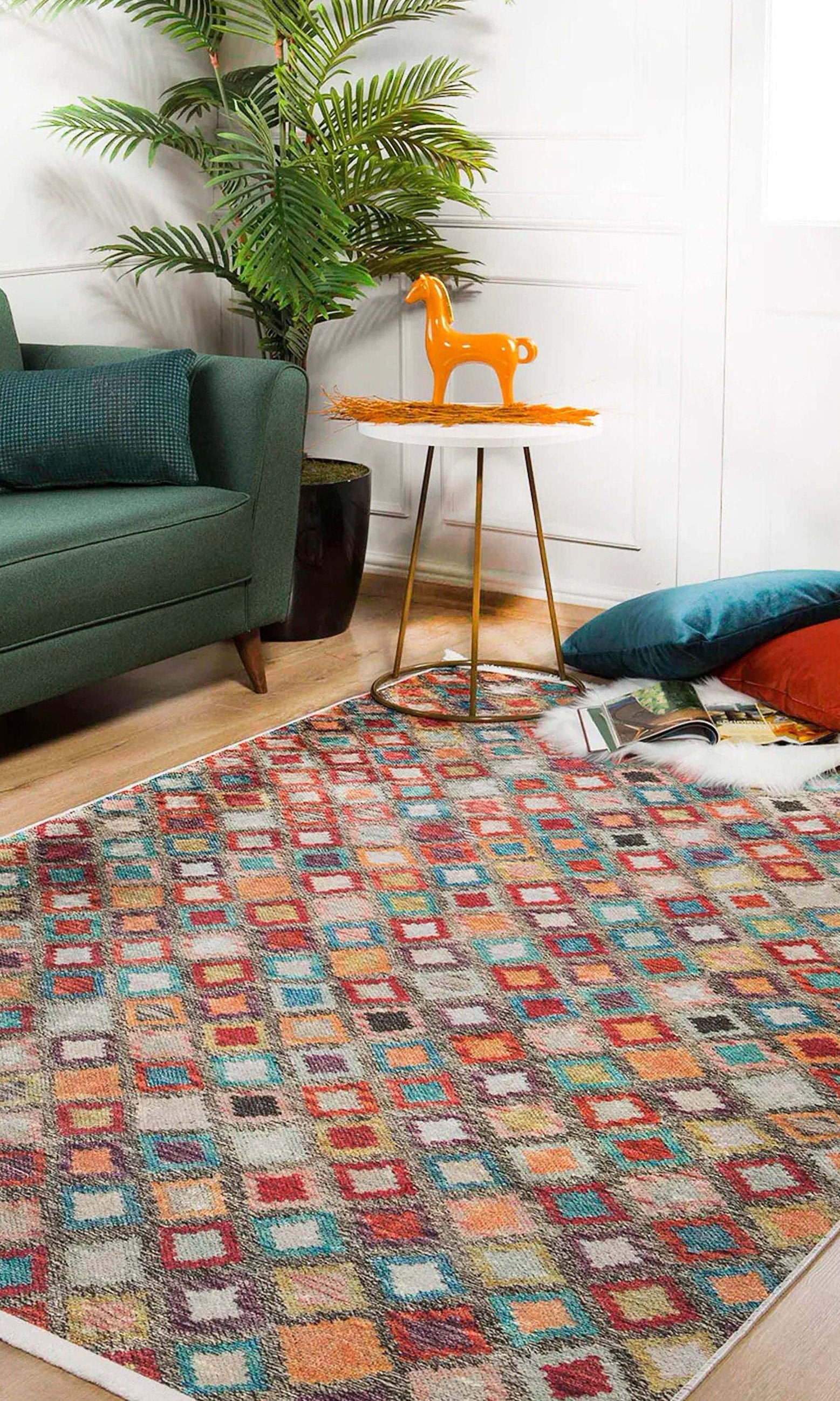 Emel Turkish Colorful Kilim Rug