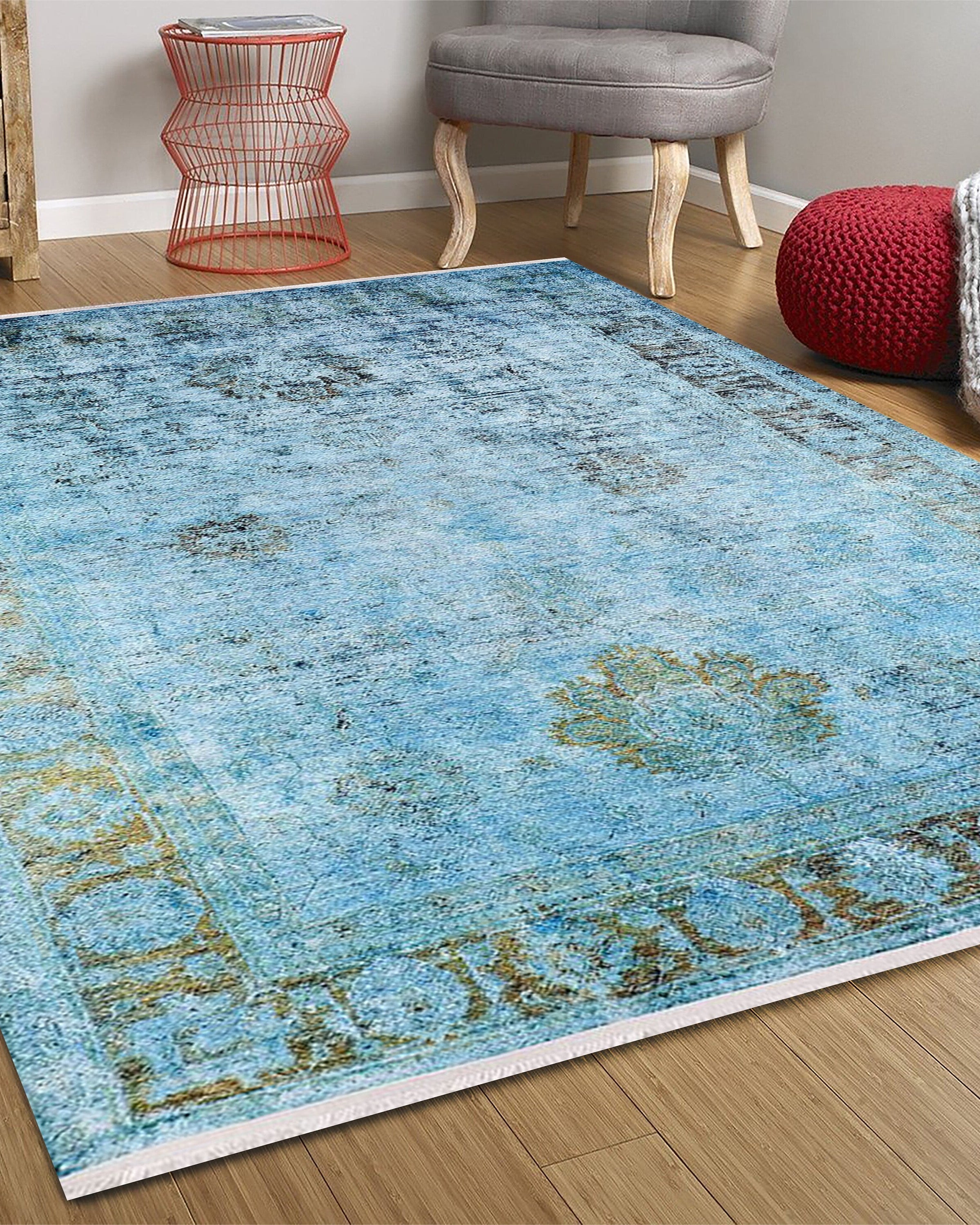 Emma Turkish Light Blue Oushak Rug