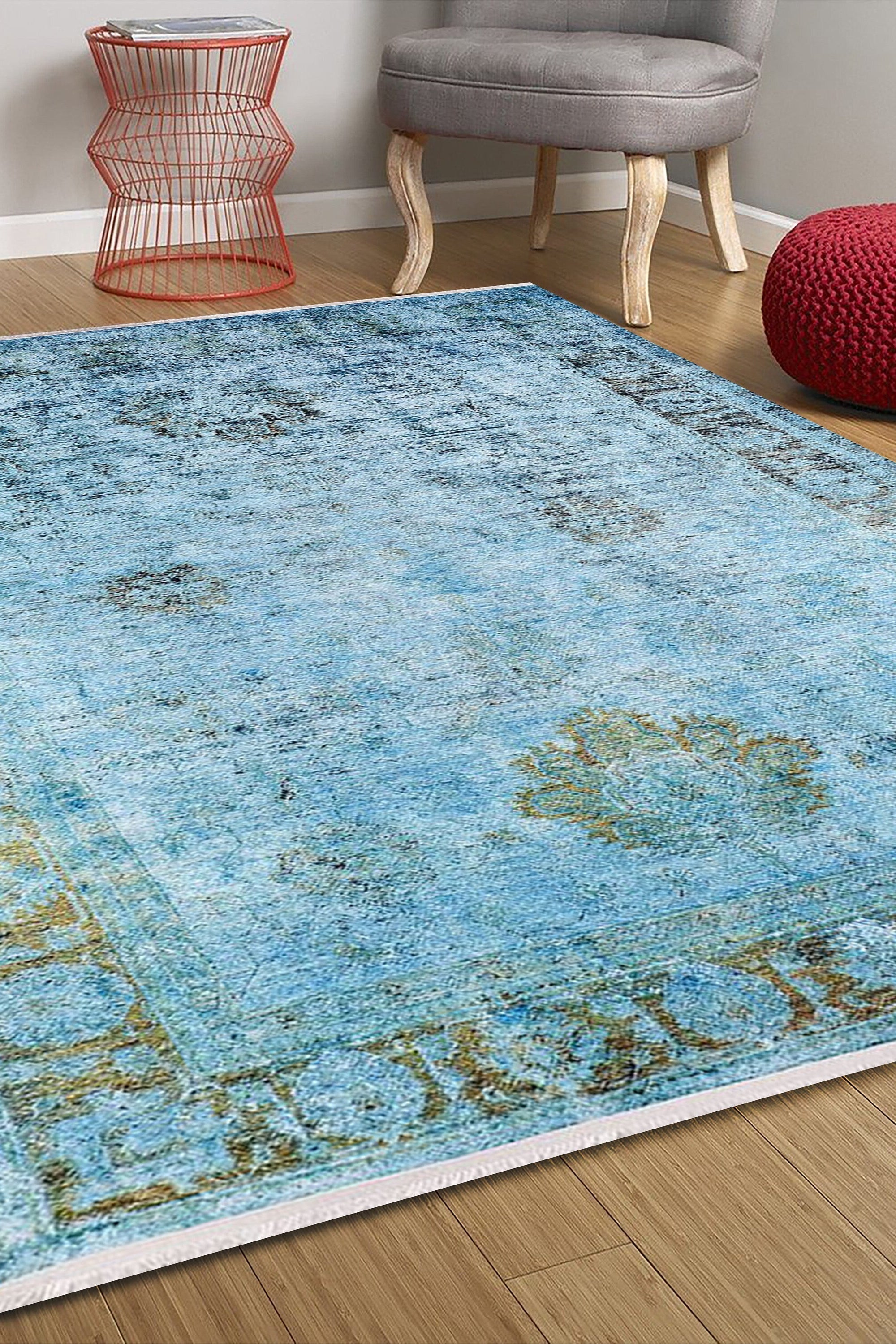 Emma Turkish Light Blue Oushak Rug