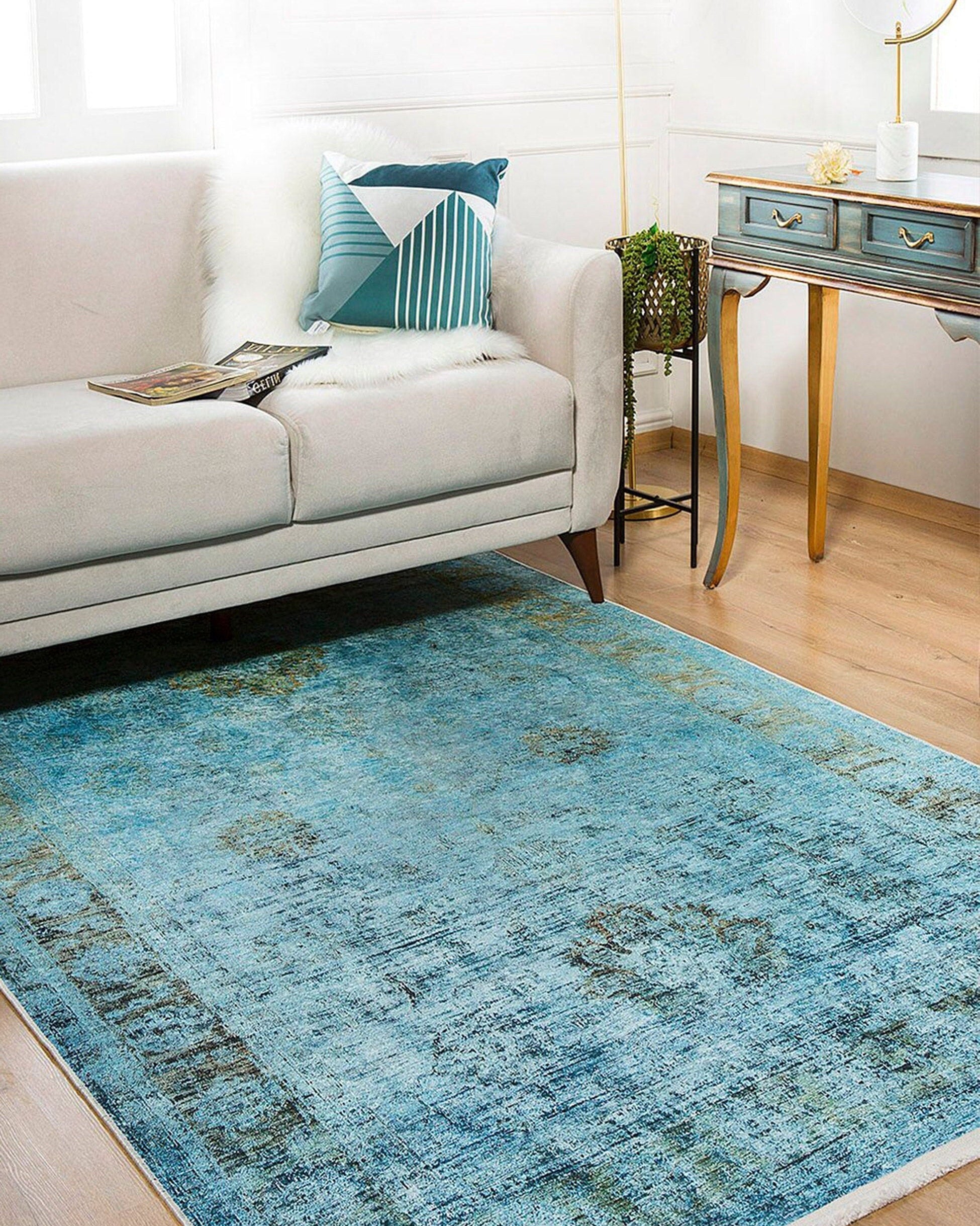 Emma Turkish Light Blue Oushak Rug