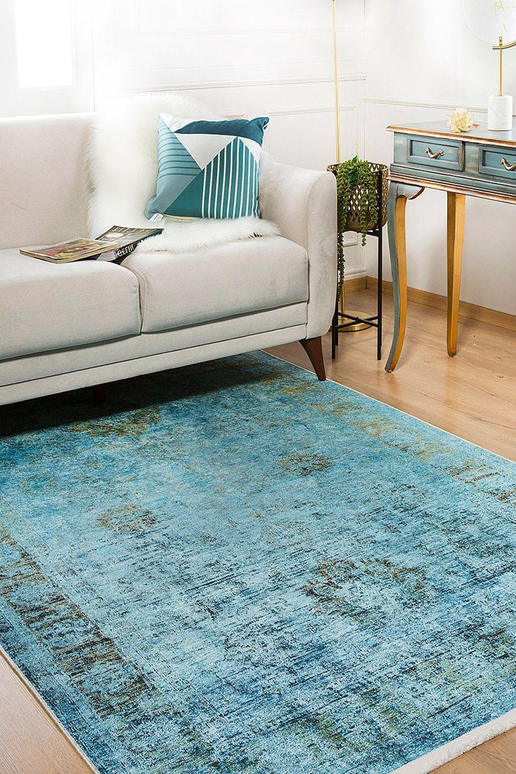 Emma Turkish Light Blue Oushak Rug