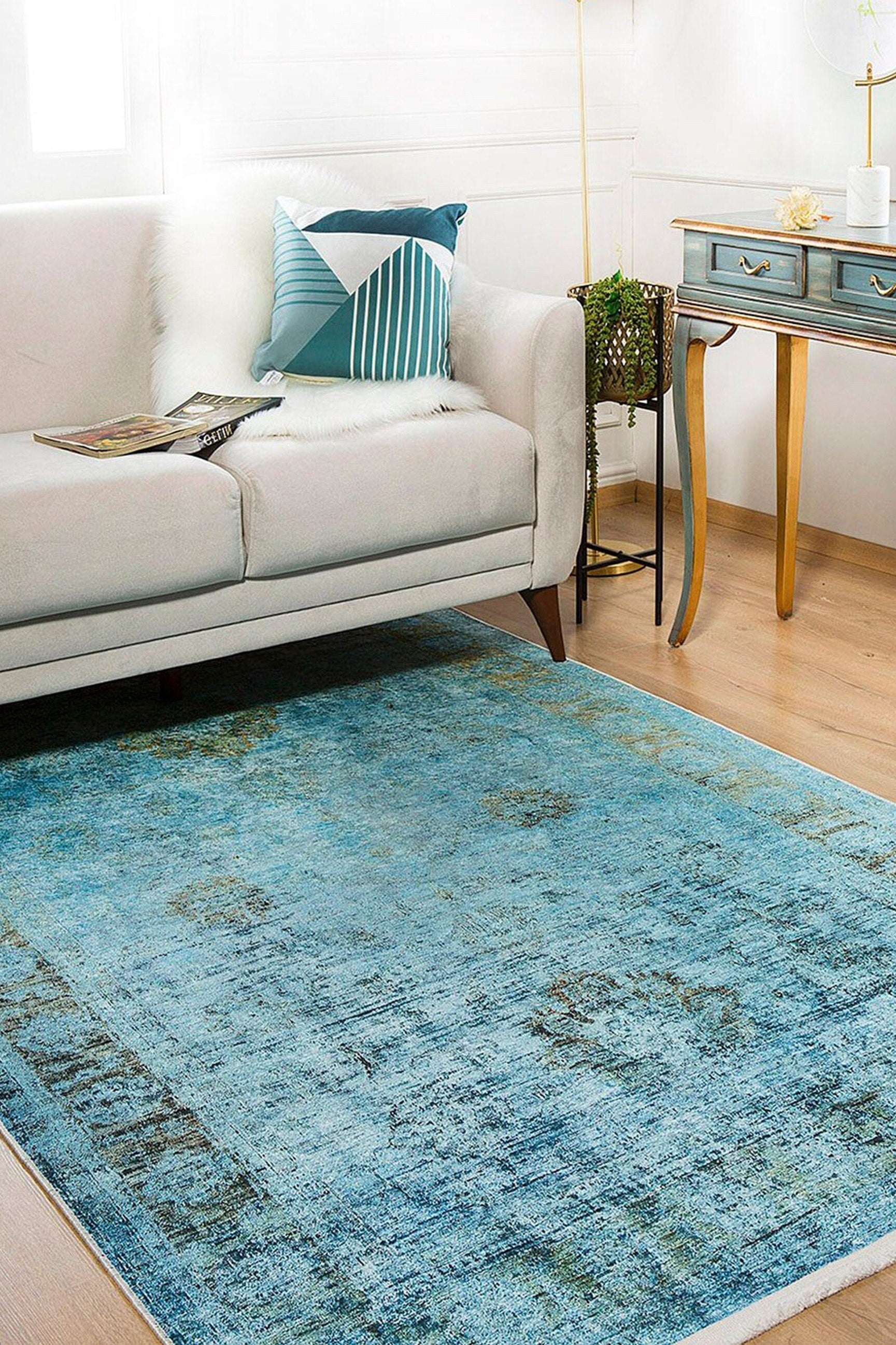 Emma Turkish Light Blue Oushak Rug