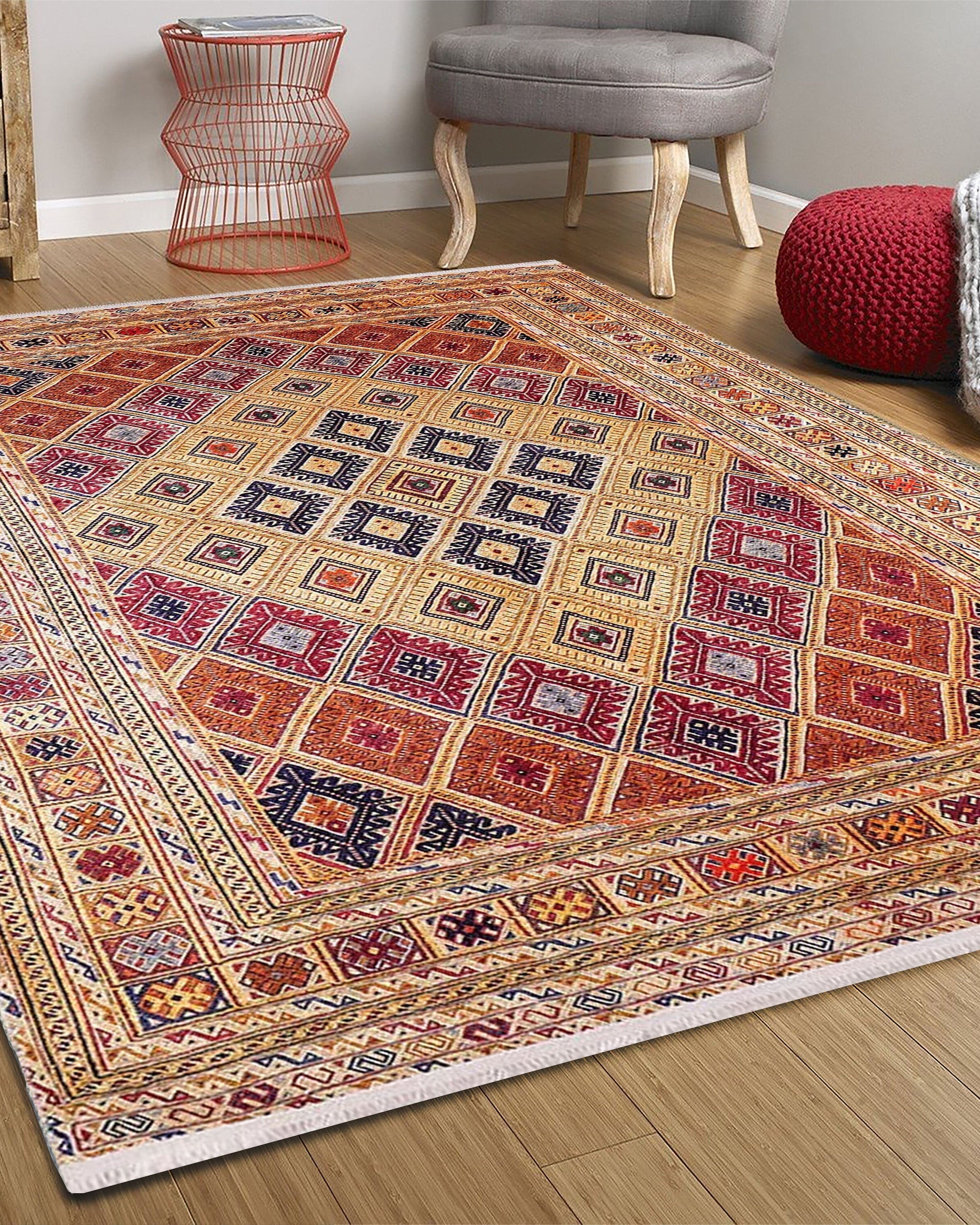Emra Turkish Kilim Muted Orange Rug