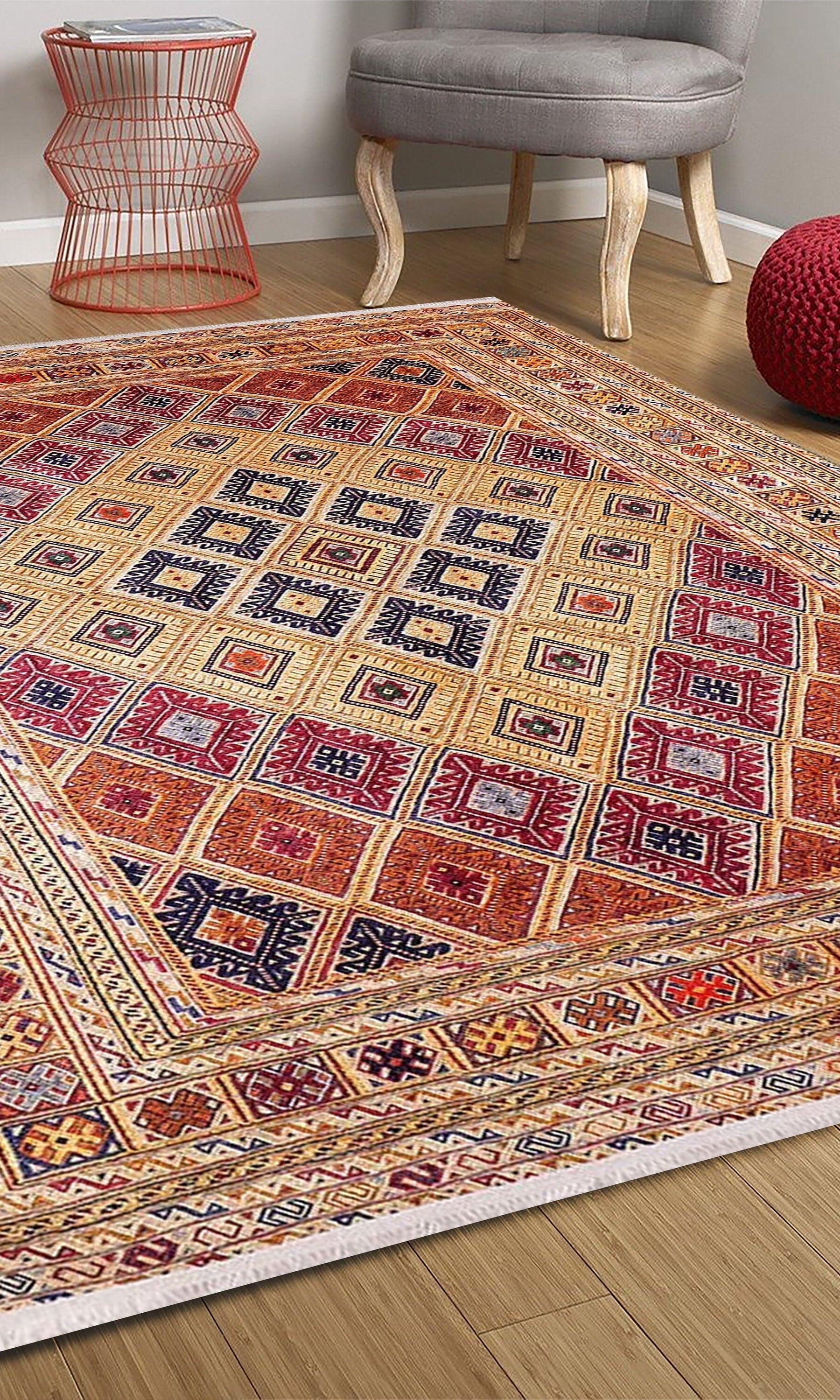 Emra Turkish Kilim Muted Orange Rug