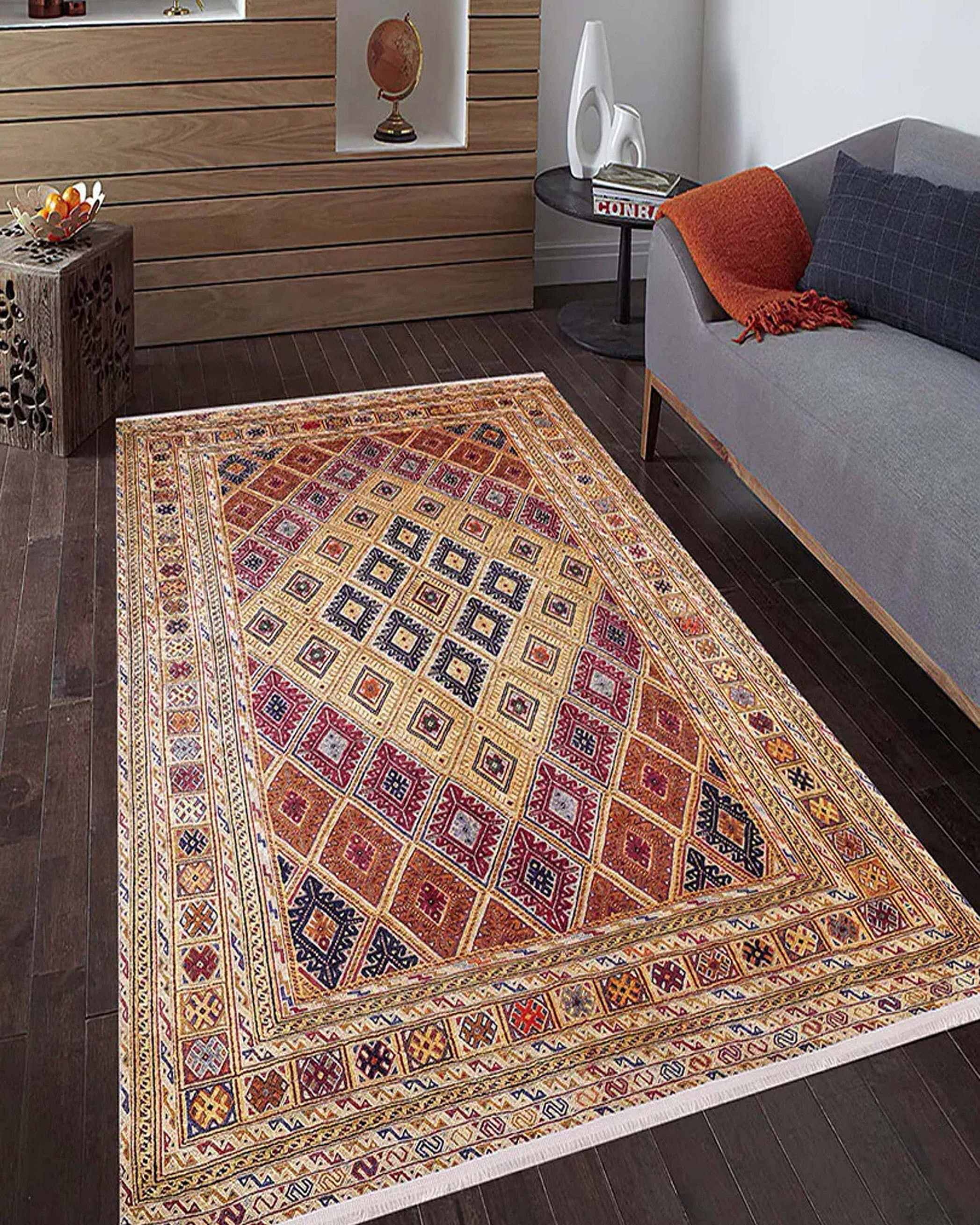 Emra Turkish Kilim Muted Orange Rug