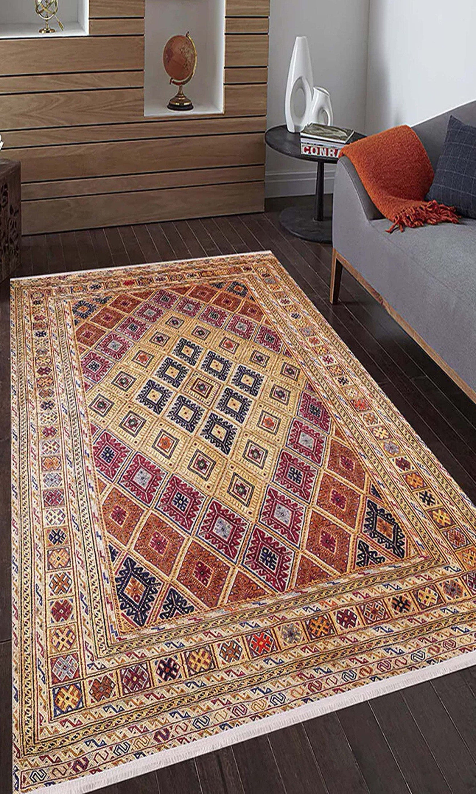 Emra Turkish Kilim Muted Orange Rug
