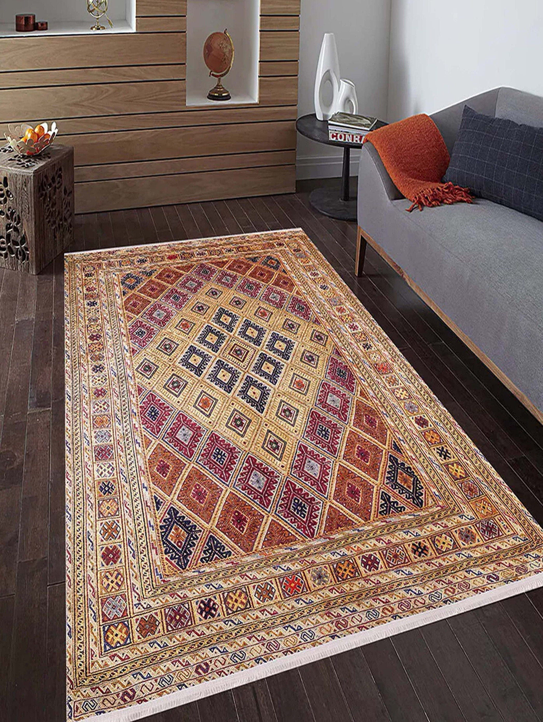 Emra Turkish Kilim Muted Orange Rug