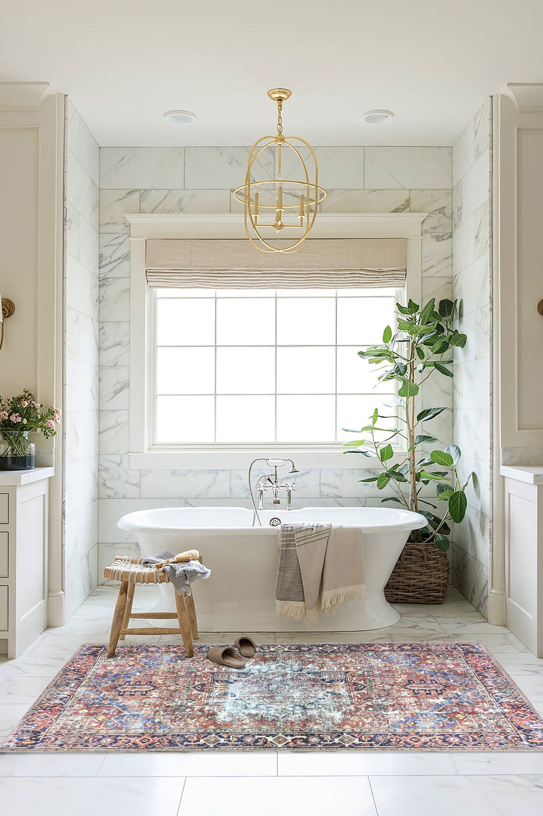 Esin Rug Persian Terracotta Red & Navy Blue Rug