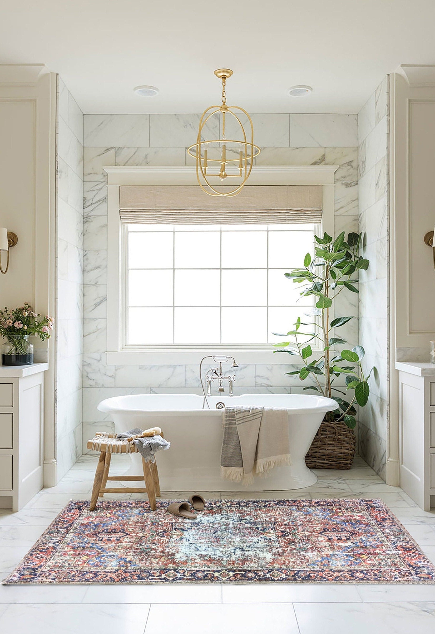 Esin Rug Persian Terracotta Red & Navy Blue Rug