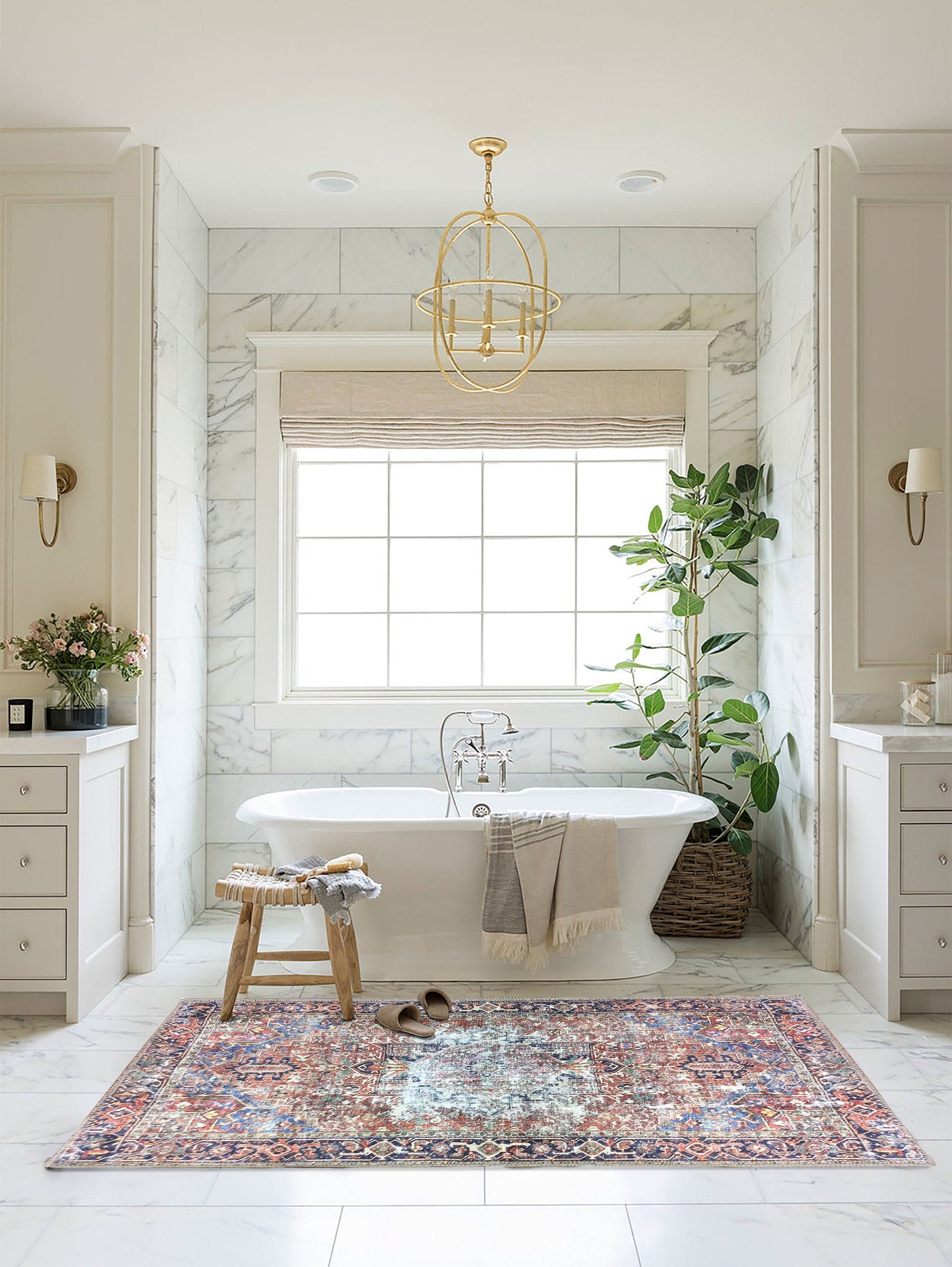 Esin Rug Persian Terracotta Red & Navy Blue Rug