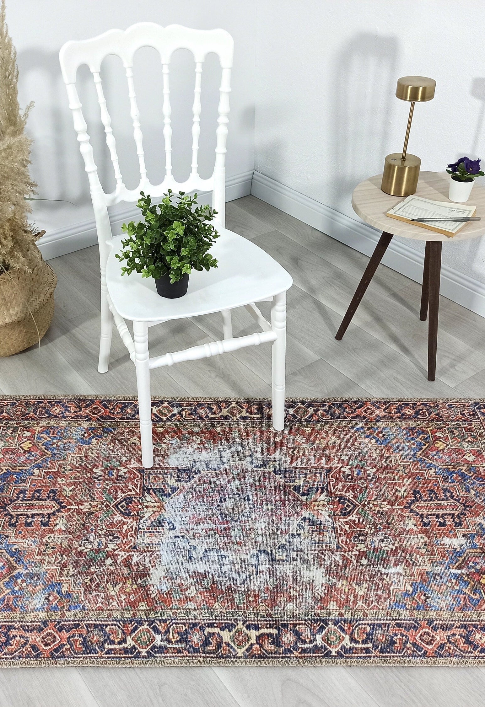 Esin Rug Persian Terracotta Red & Navy Blue Rug