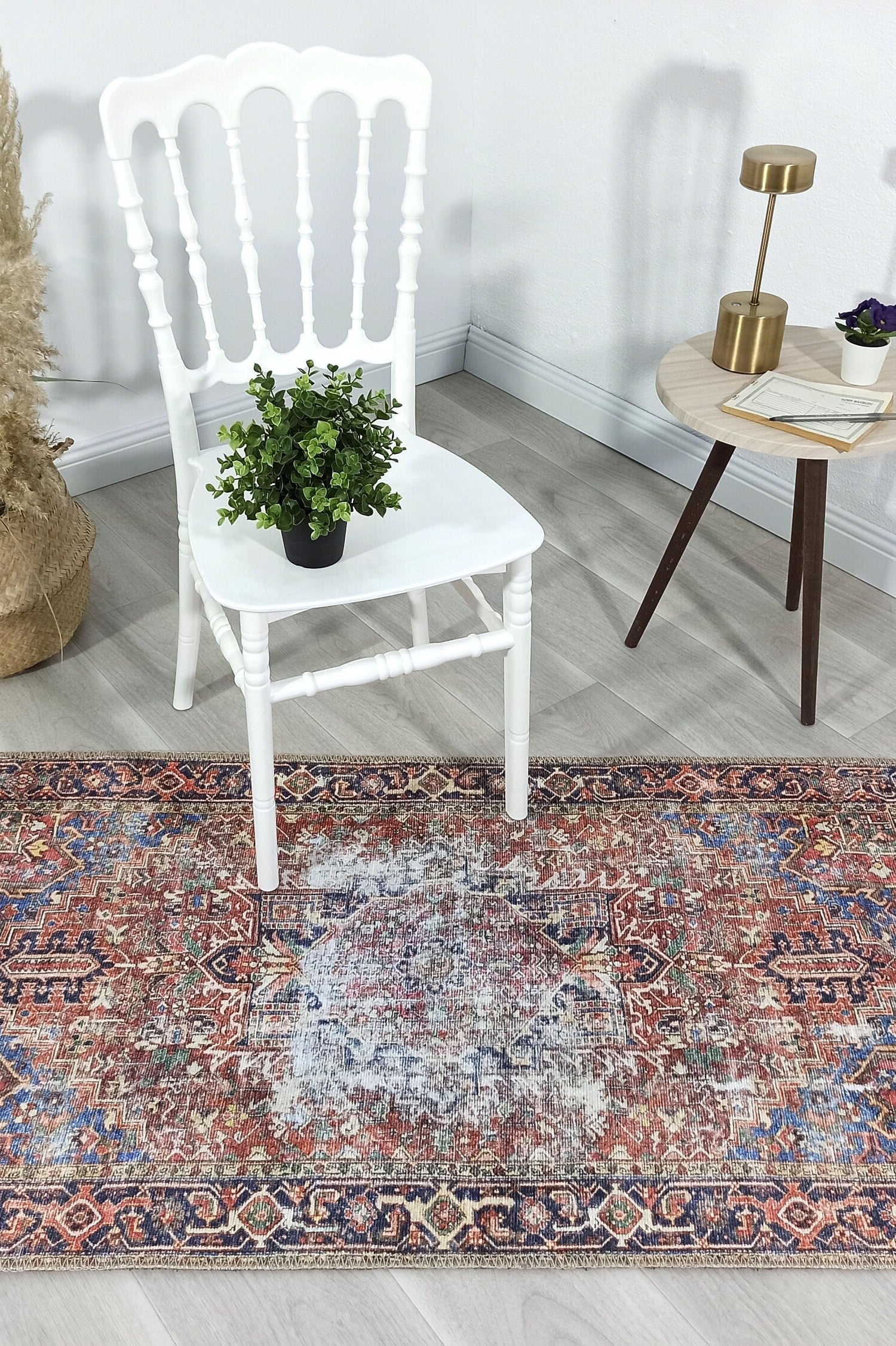 Esin Rug Persian Terracotta Red & Navy Blue Rug