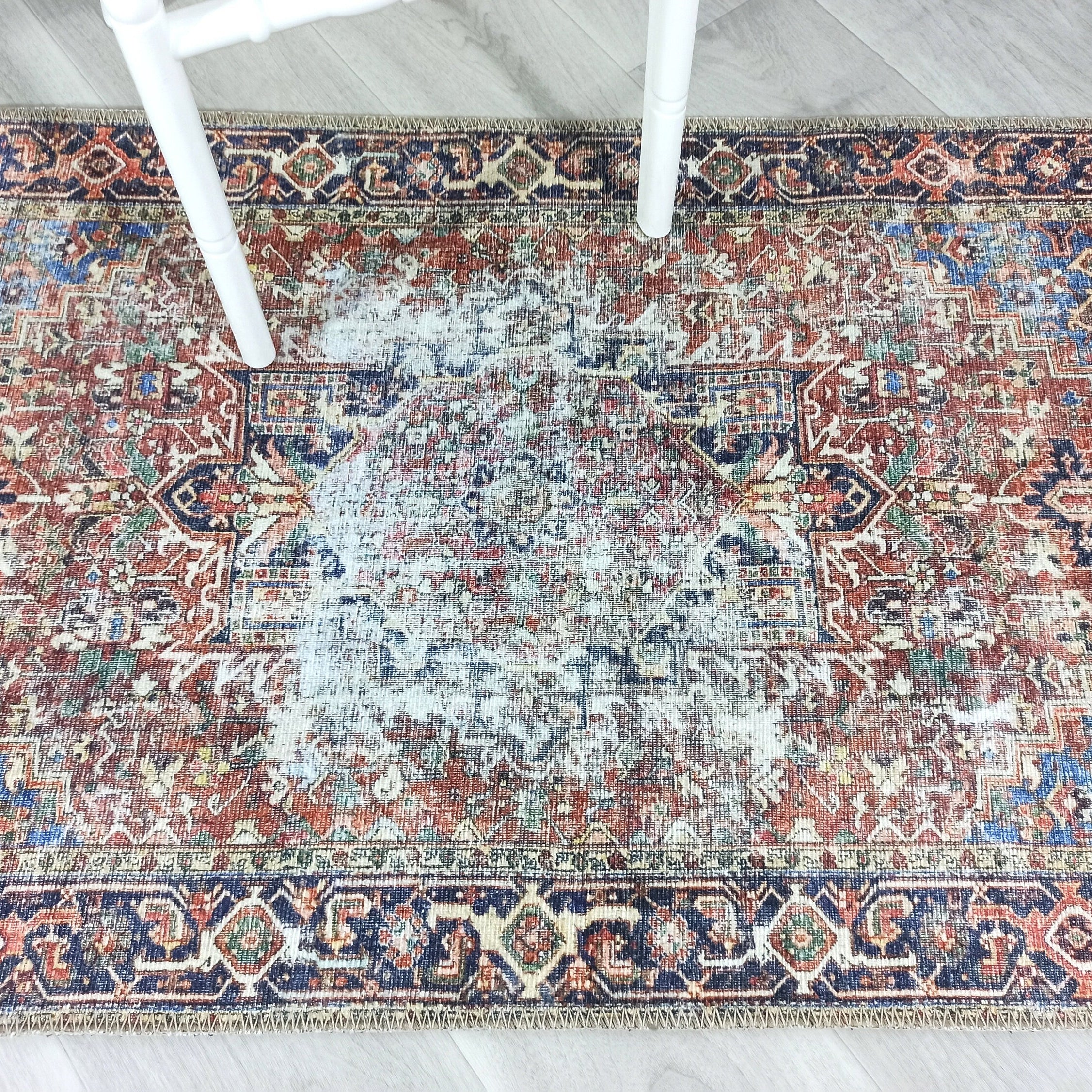 Esin Rug Persian Terracotta Red & Navy Blue Rug