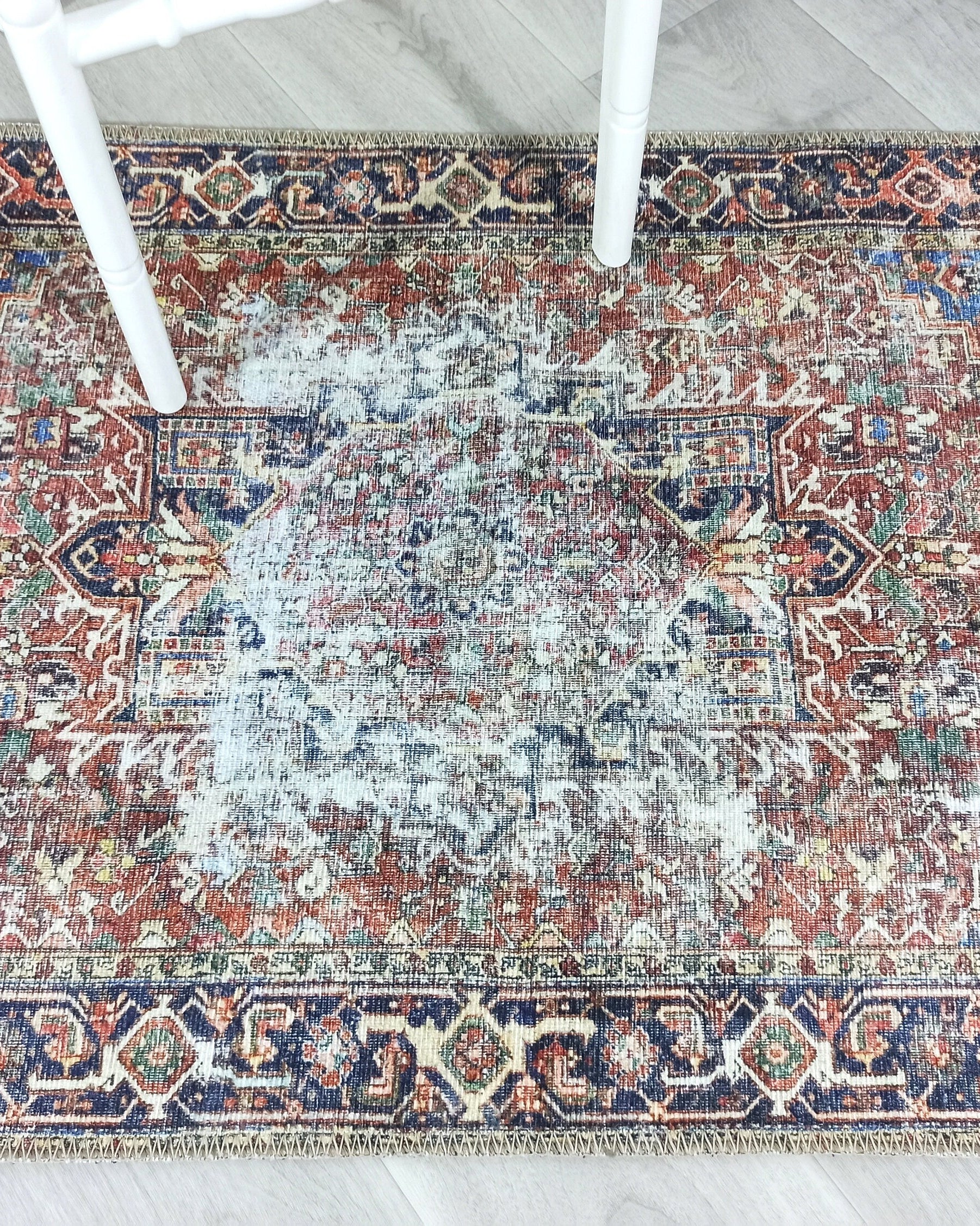 Esin Rug Persian Terracotta Red & Navy Blue Rug