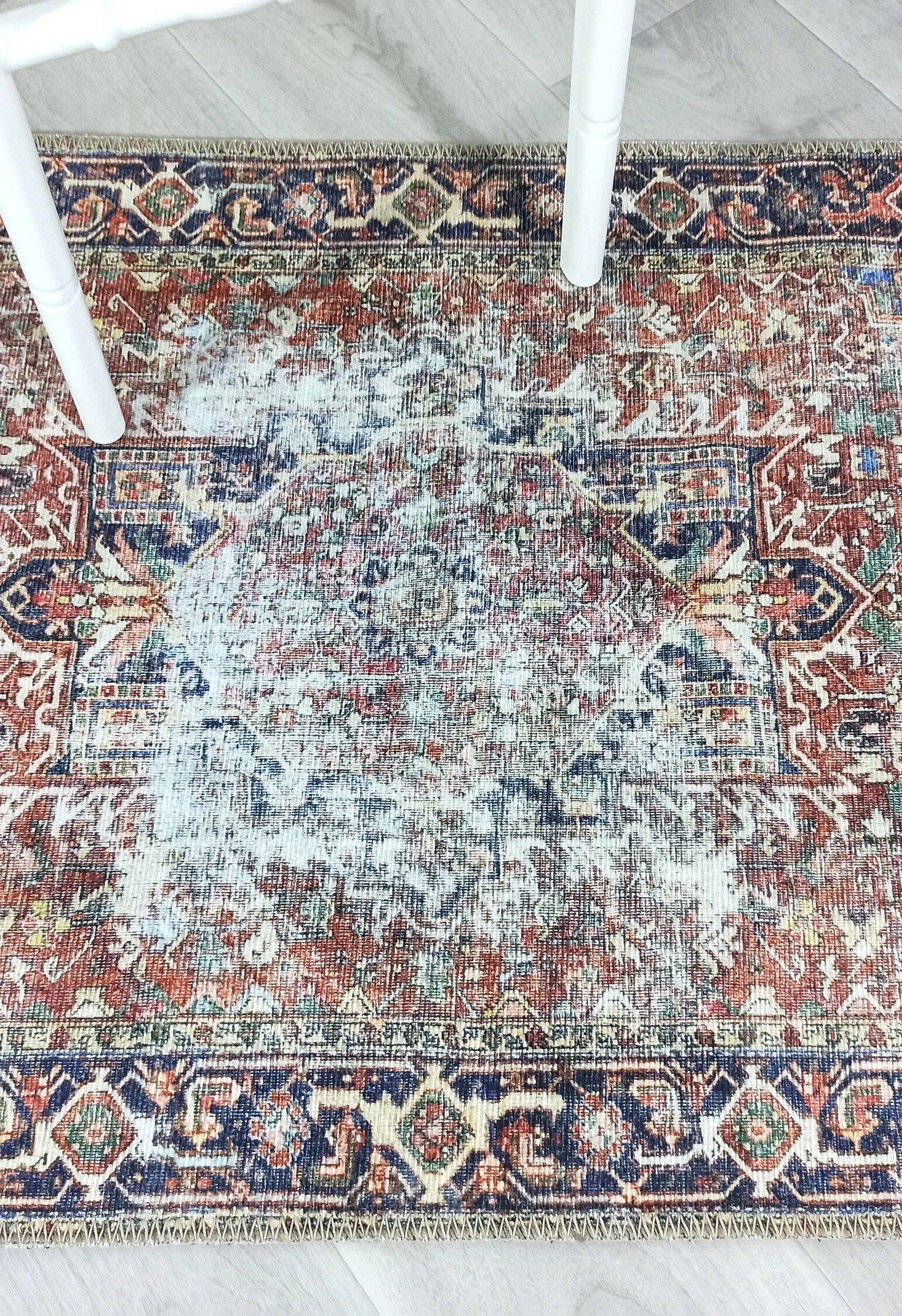 Esin Rug Persian Terracotta Red & Navy Blue Rug