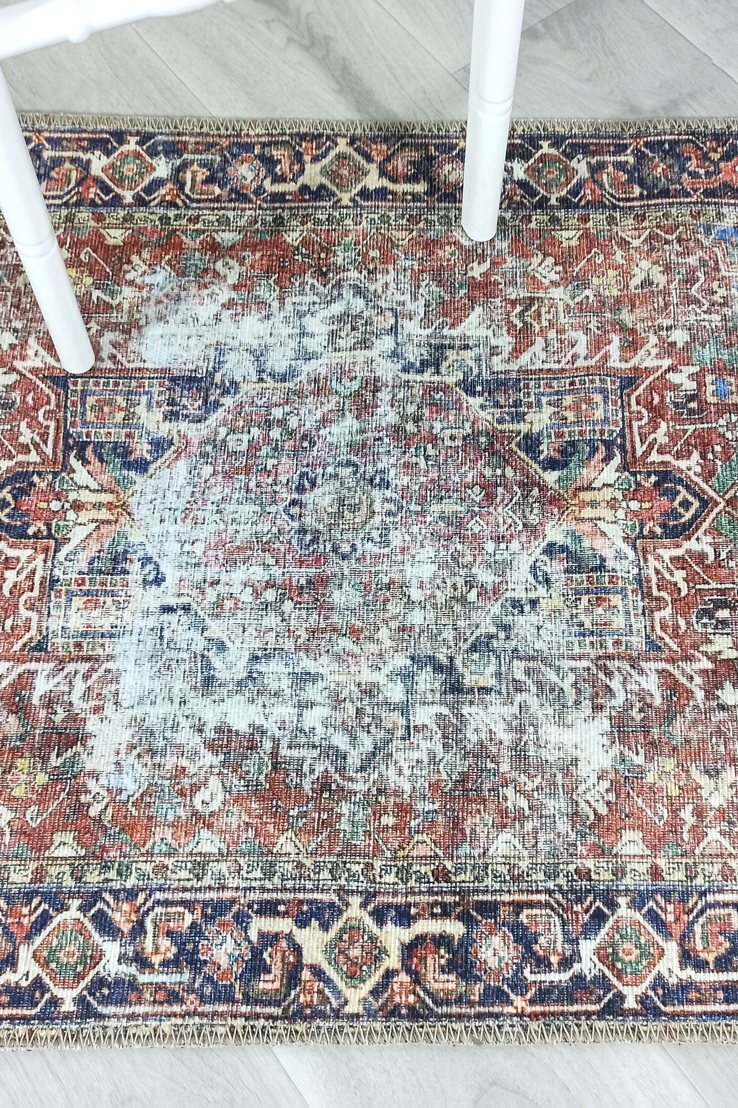Esin Rug Persian Terracotta Red & Navy Blue Rug