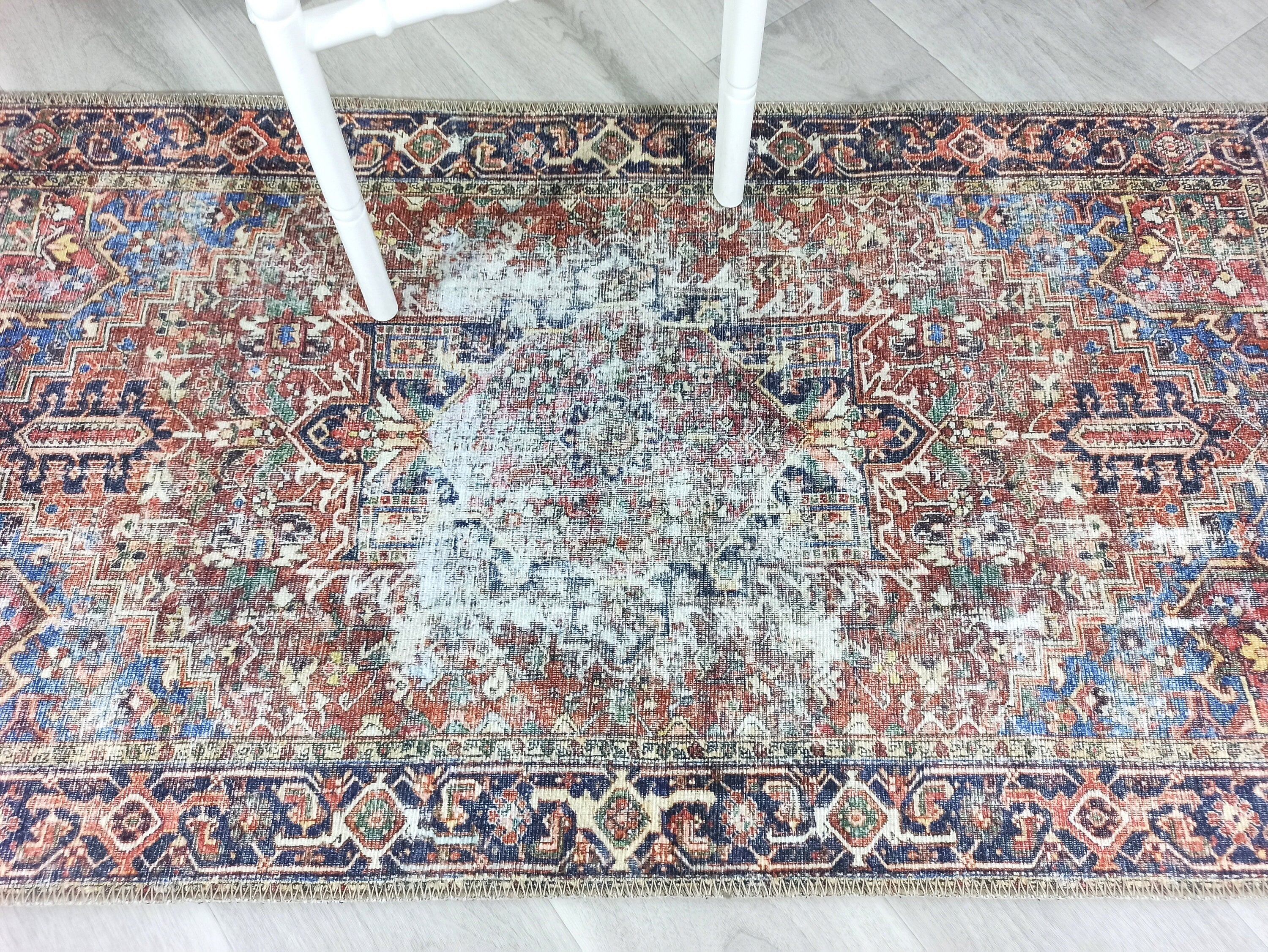 Esin Rug Persian Terracotta Red & Navy Blue Rug