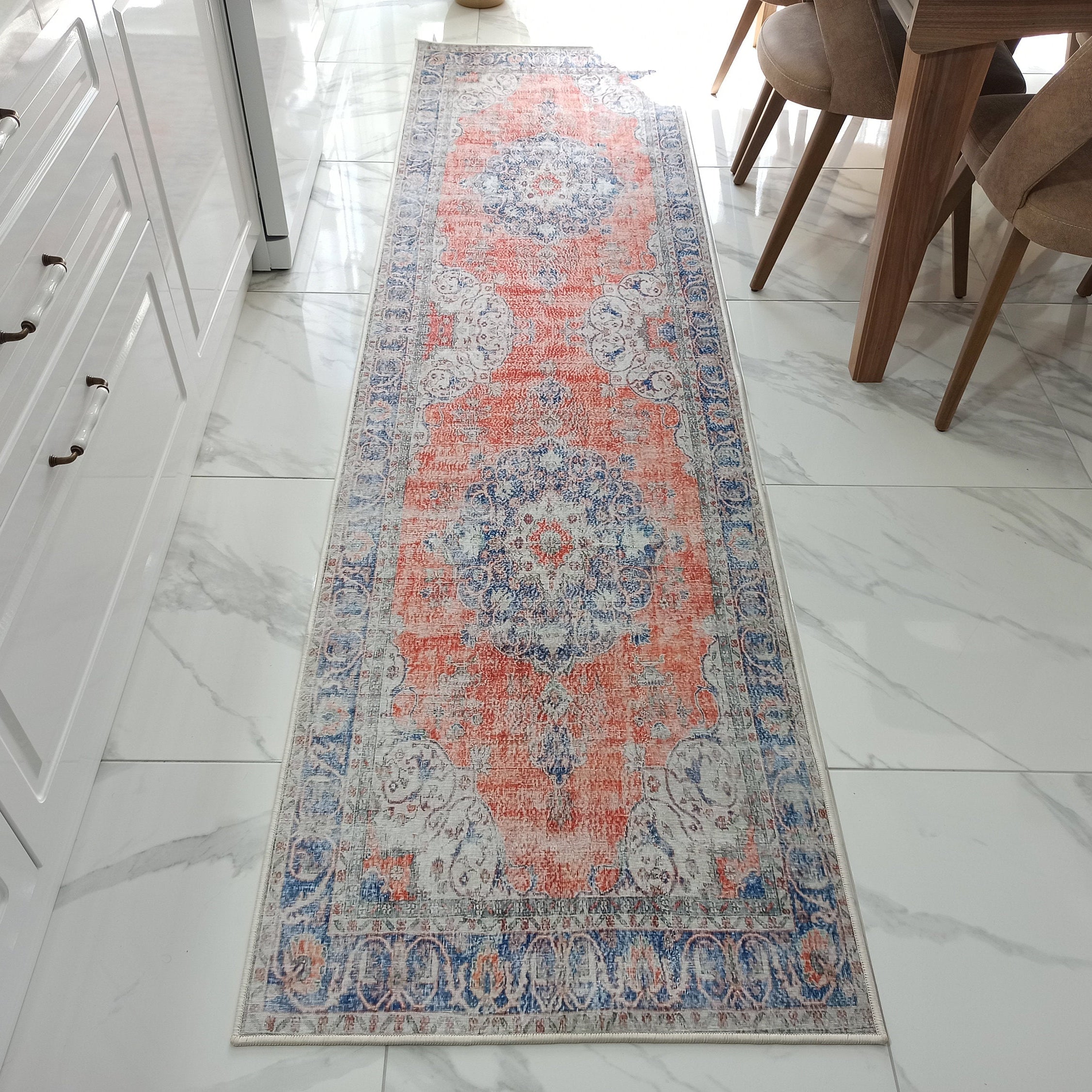 Eva Runner Turkish Burnt Orange & Teal Runner Rug