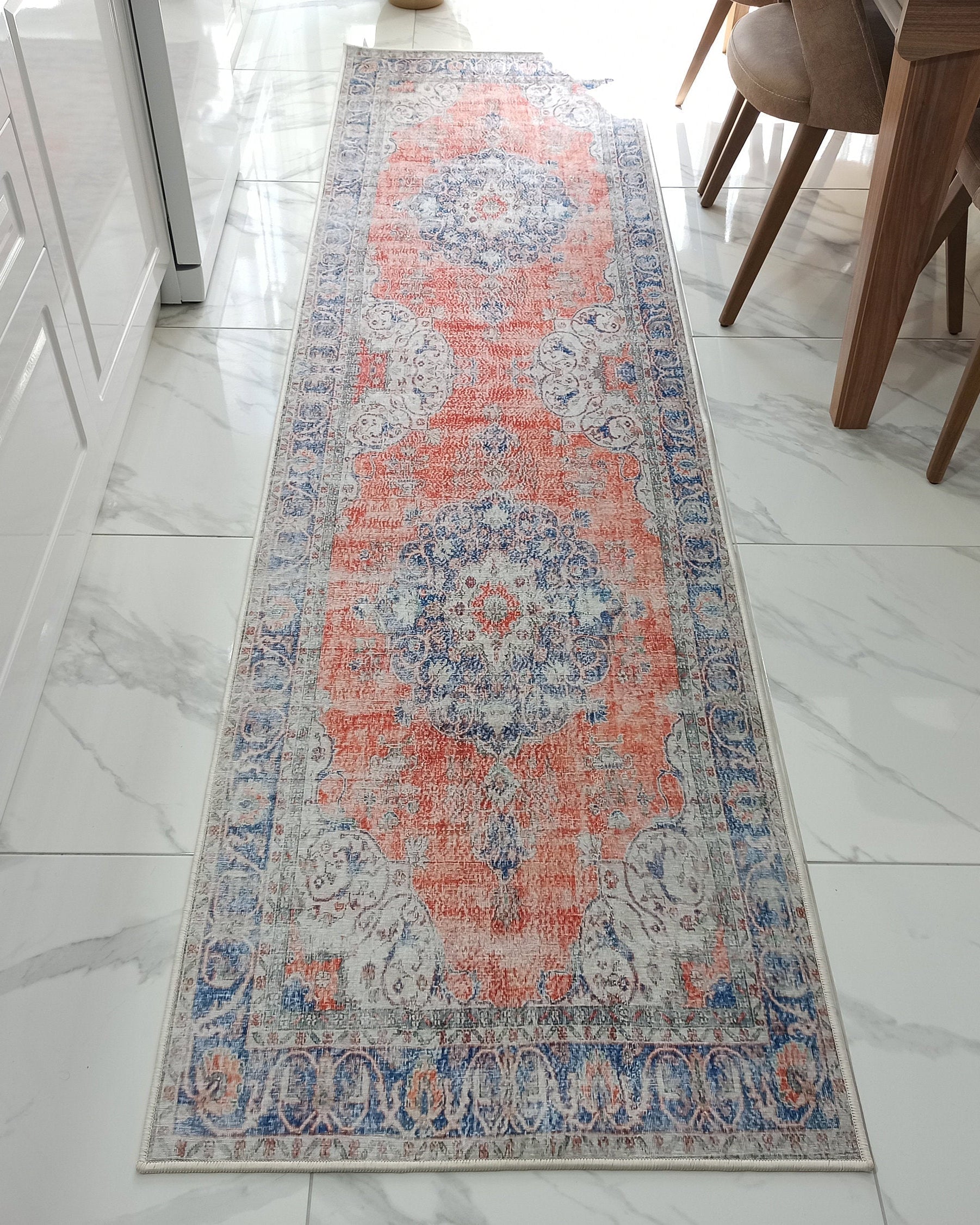 Eva Runner Turkish Burnt Orange & Teal Runner Rug