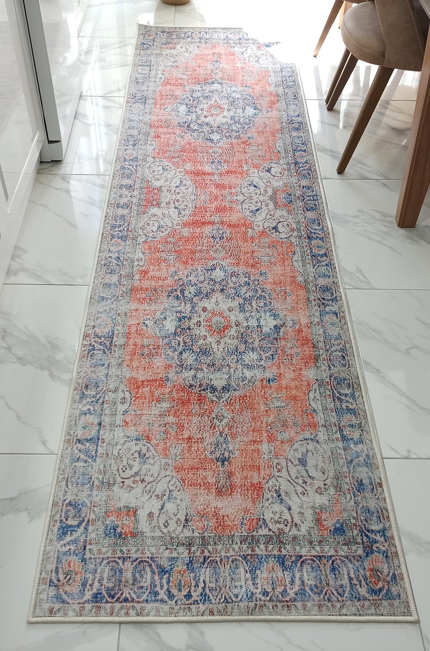 Eva Runner Turkish Burnt Orange & Teal Runner Rug