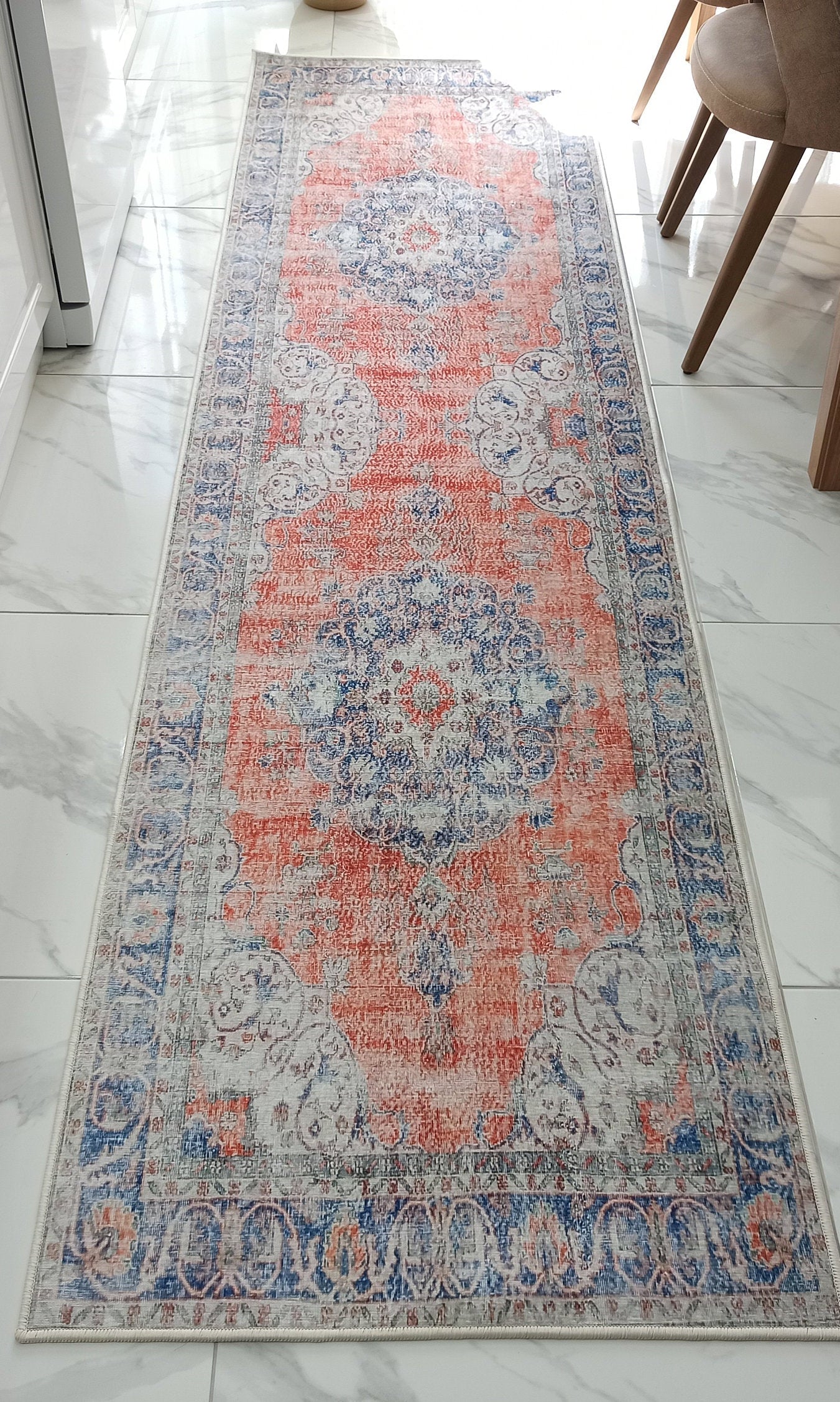 Eva Runner Turkish Burnt Orange & Teal Runner Rug