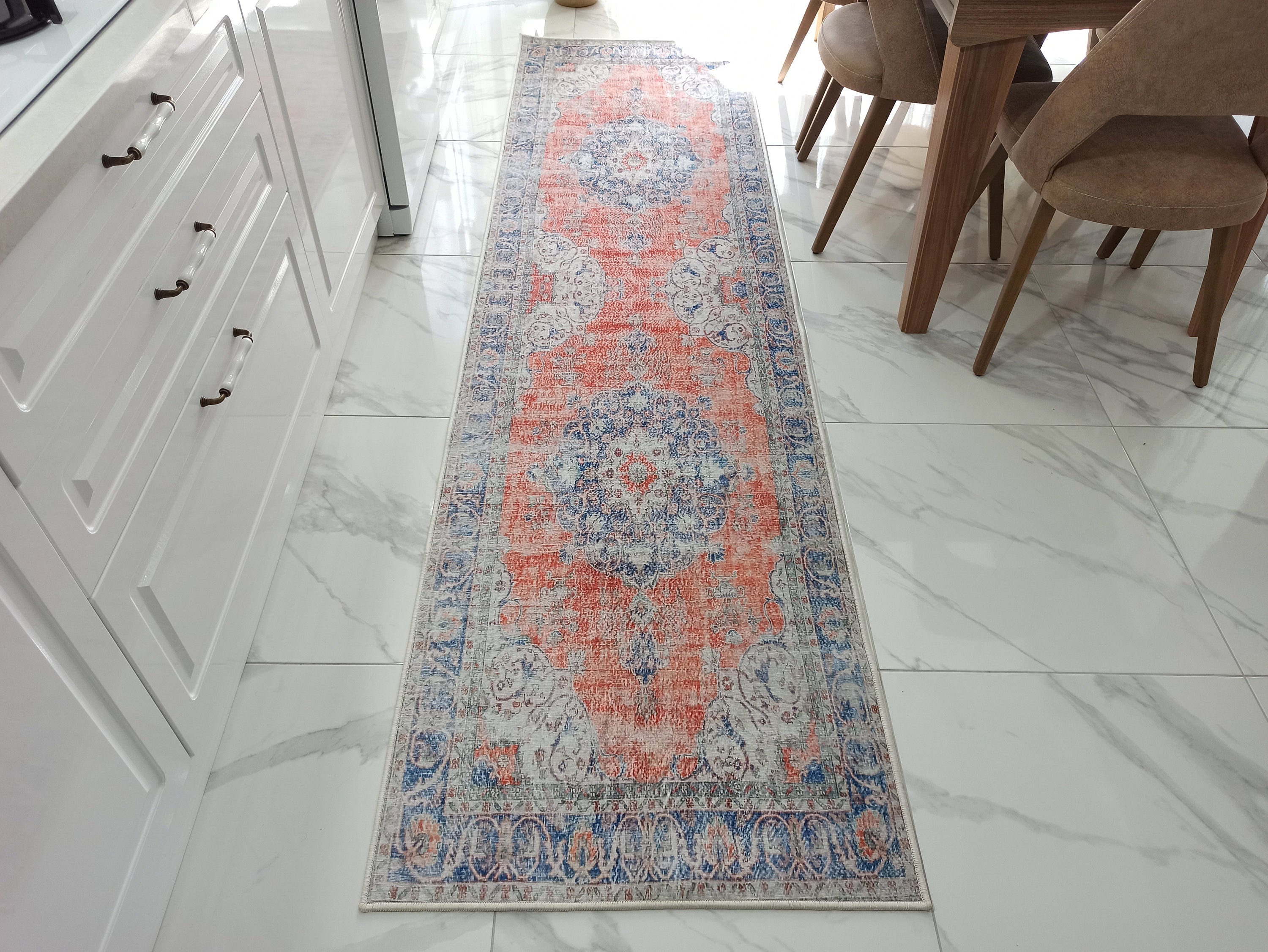 Eva Runner Turkish Burnt Orange & Teal Runner Rug
