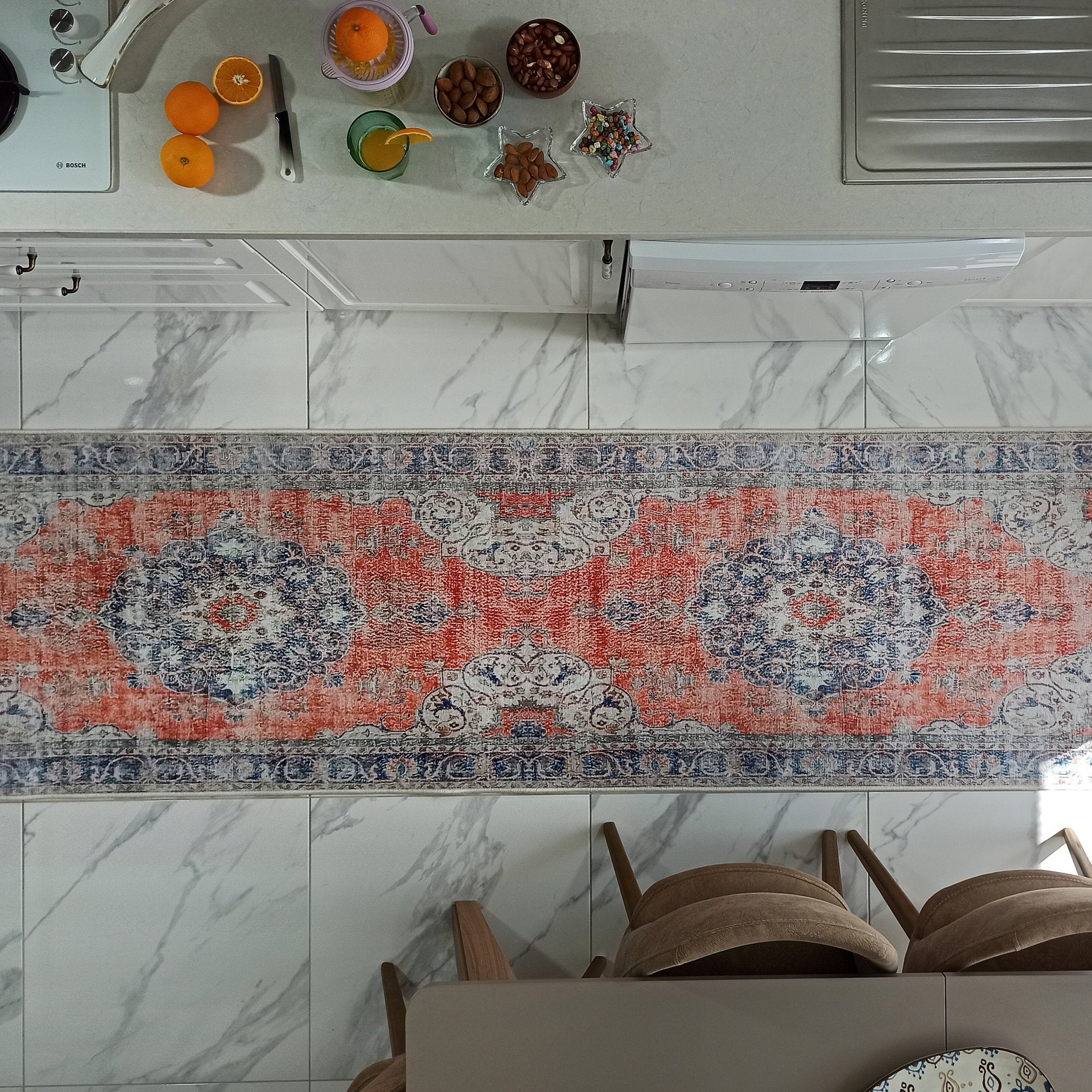 Eva Runner Turkish Burnt Orange & Teal Runner Rug