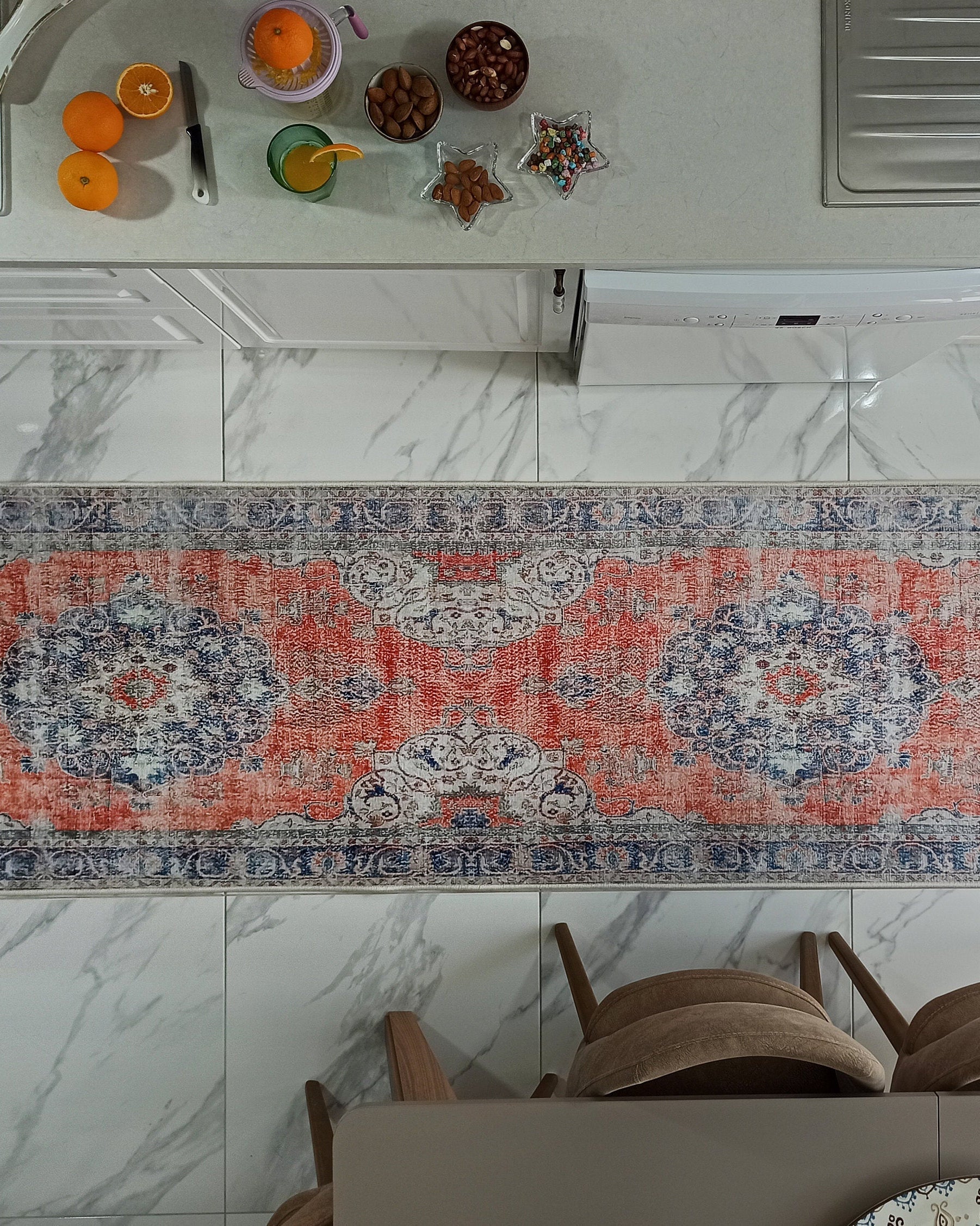 Eva Runner Turkish Burnt Orange & Teal Runner Rug