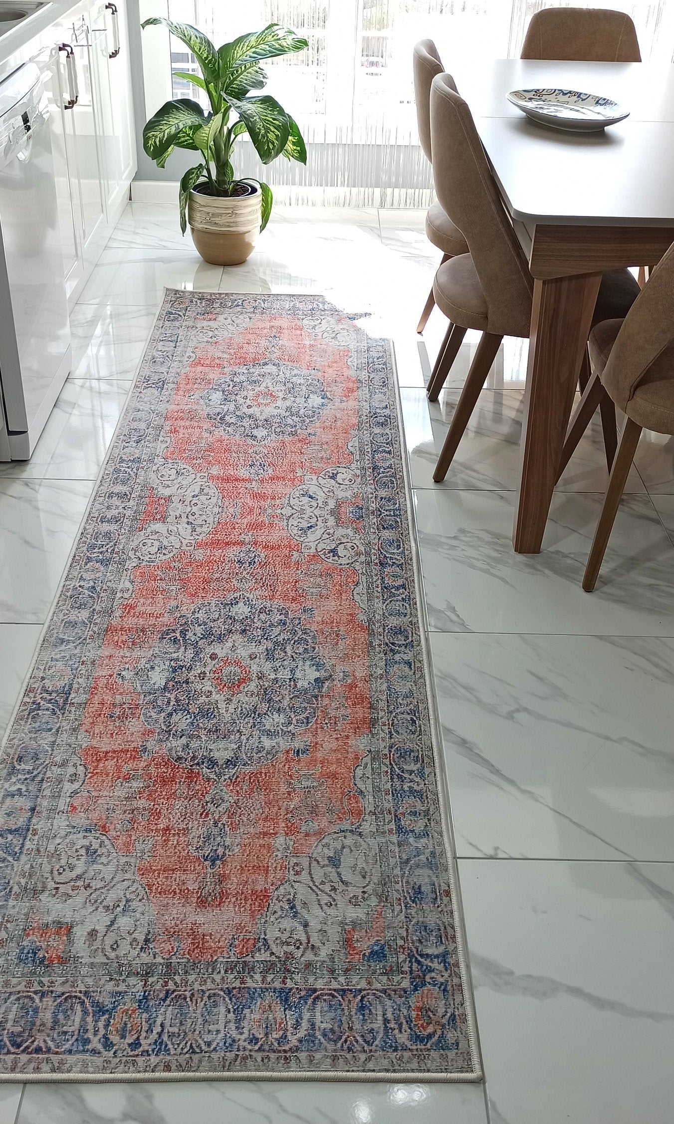 Eva Runner Turkish Burnt Orange & Teal Runner Rug