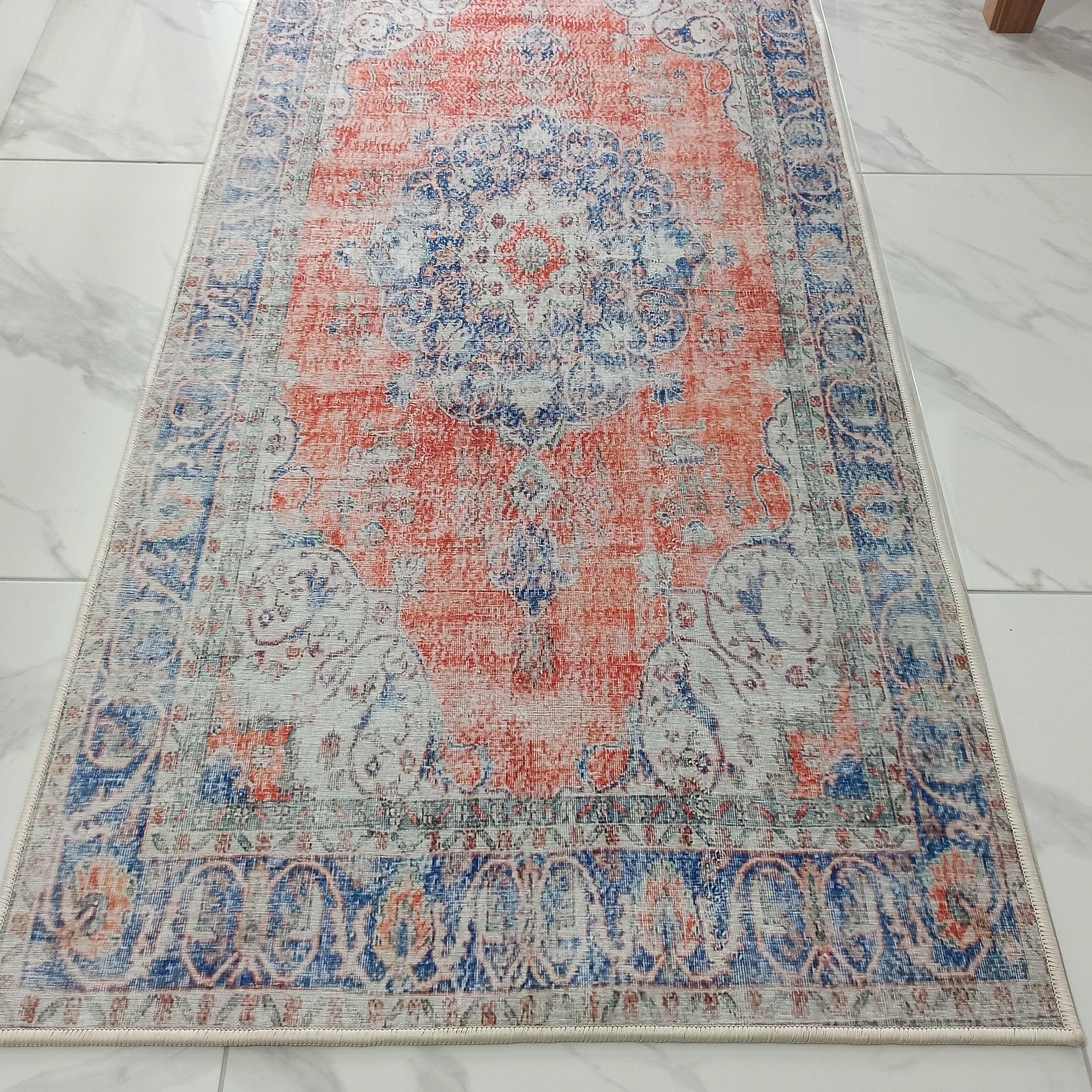 Eva Runner Turkish Burnt Orange & Teal Runner Rug