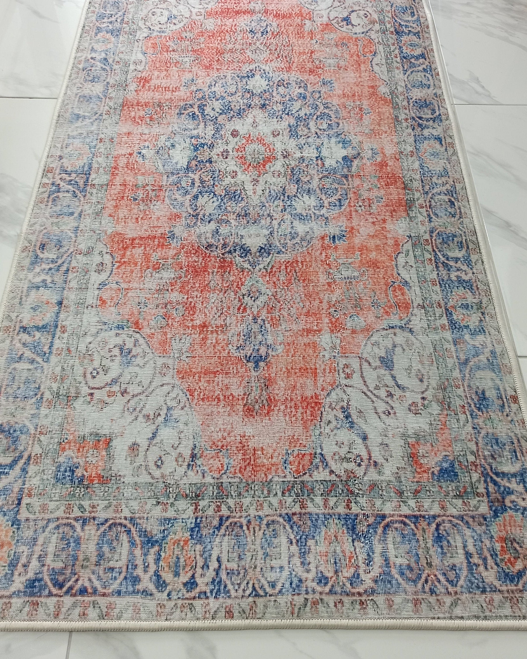 Eva Runner Turkish Burnt Orange & Teal Runner Rug