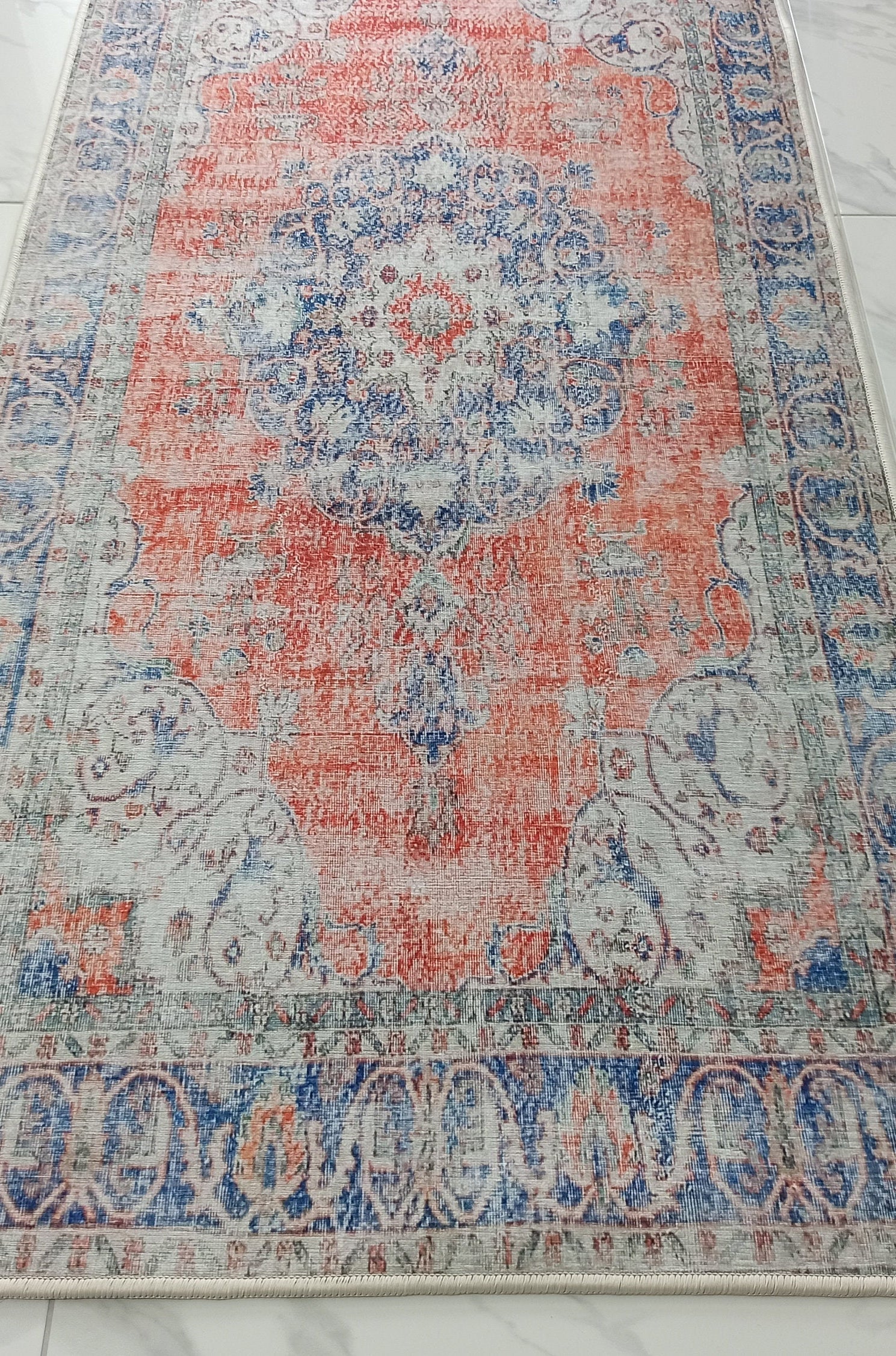 Eva Runner Turkish Burnt Orange & Teal Runner Rug