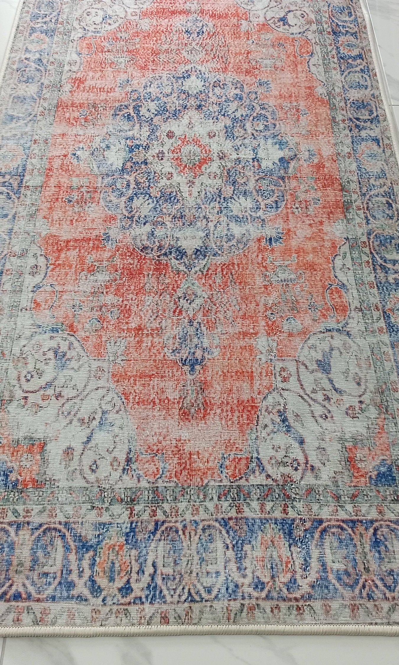 Eva Runner Turkish Burnt Orange & Teal Runner Rug